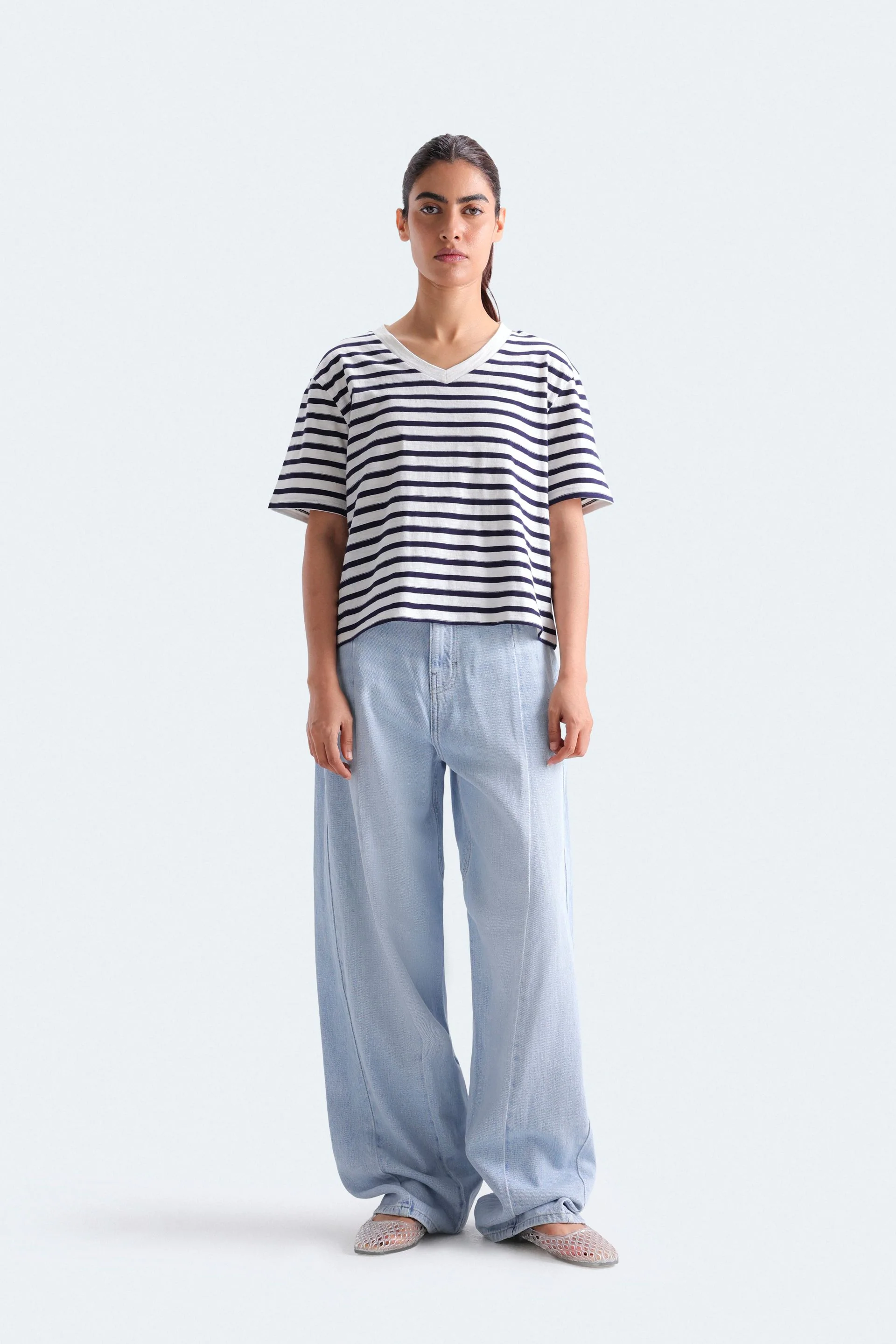 Cropped Stripped T-Shirt