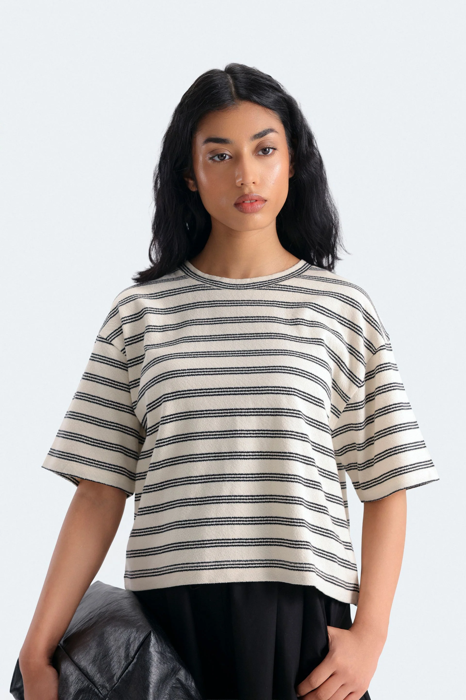 Cropped Striped T-Shirt - Image 3