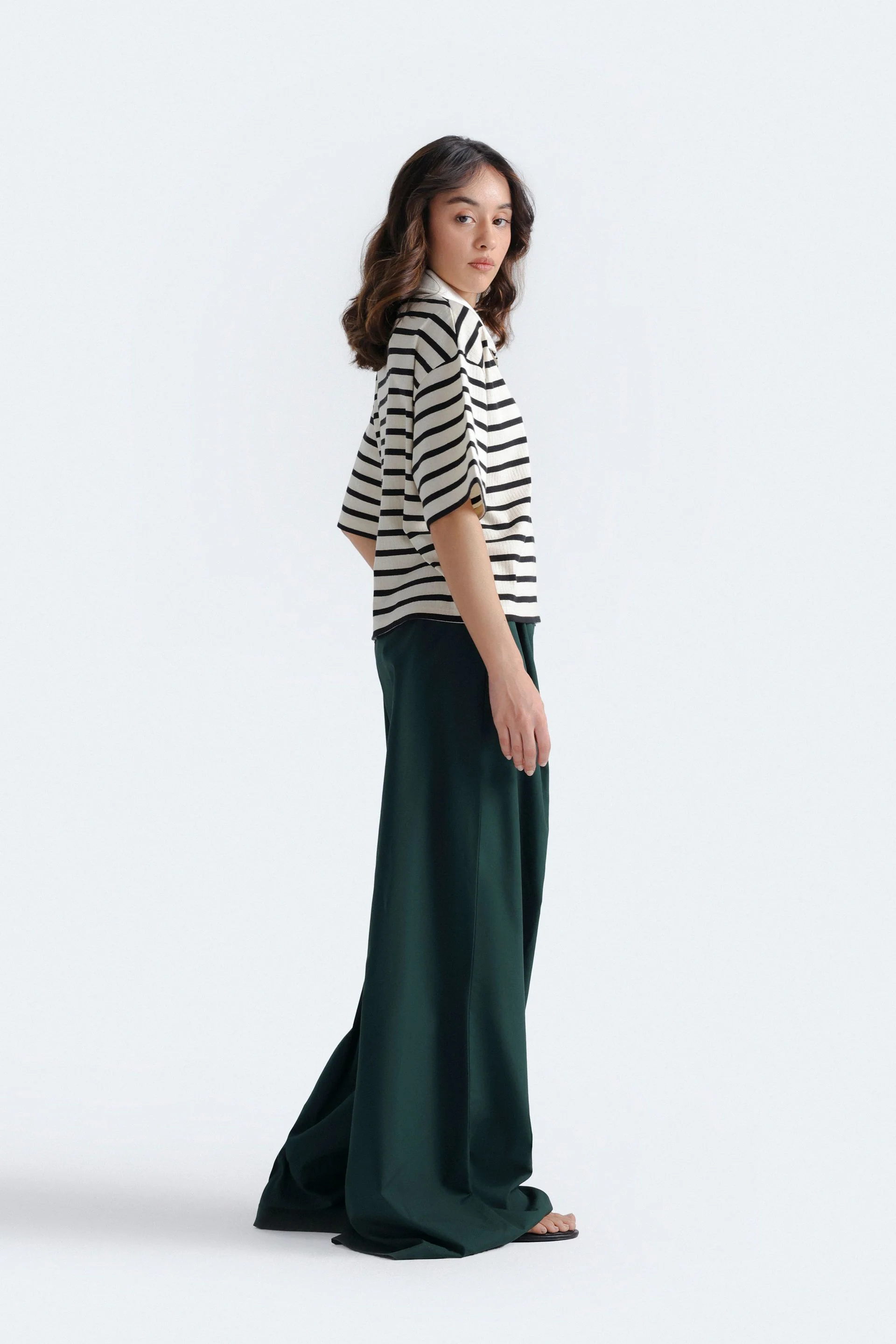 Cropped Striped Polo Shirt - Image 3