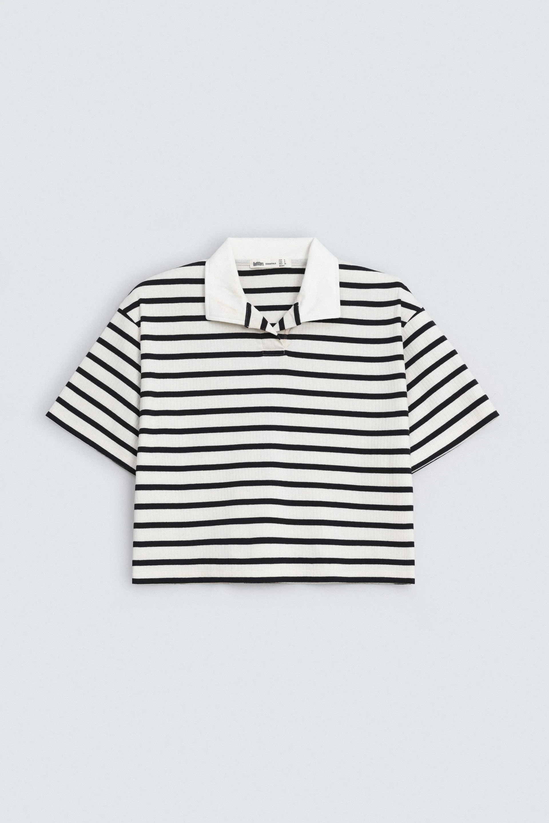 Cropped Striped Polo Shirt - Image 5