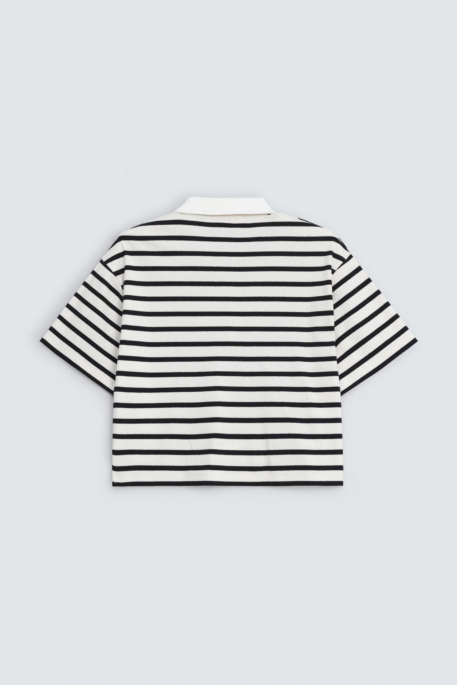 Cropped Striped Polo Shirt - Image 7