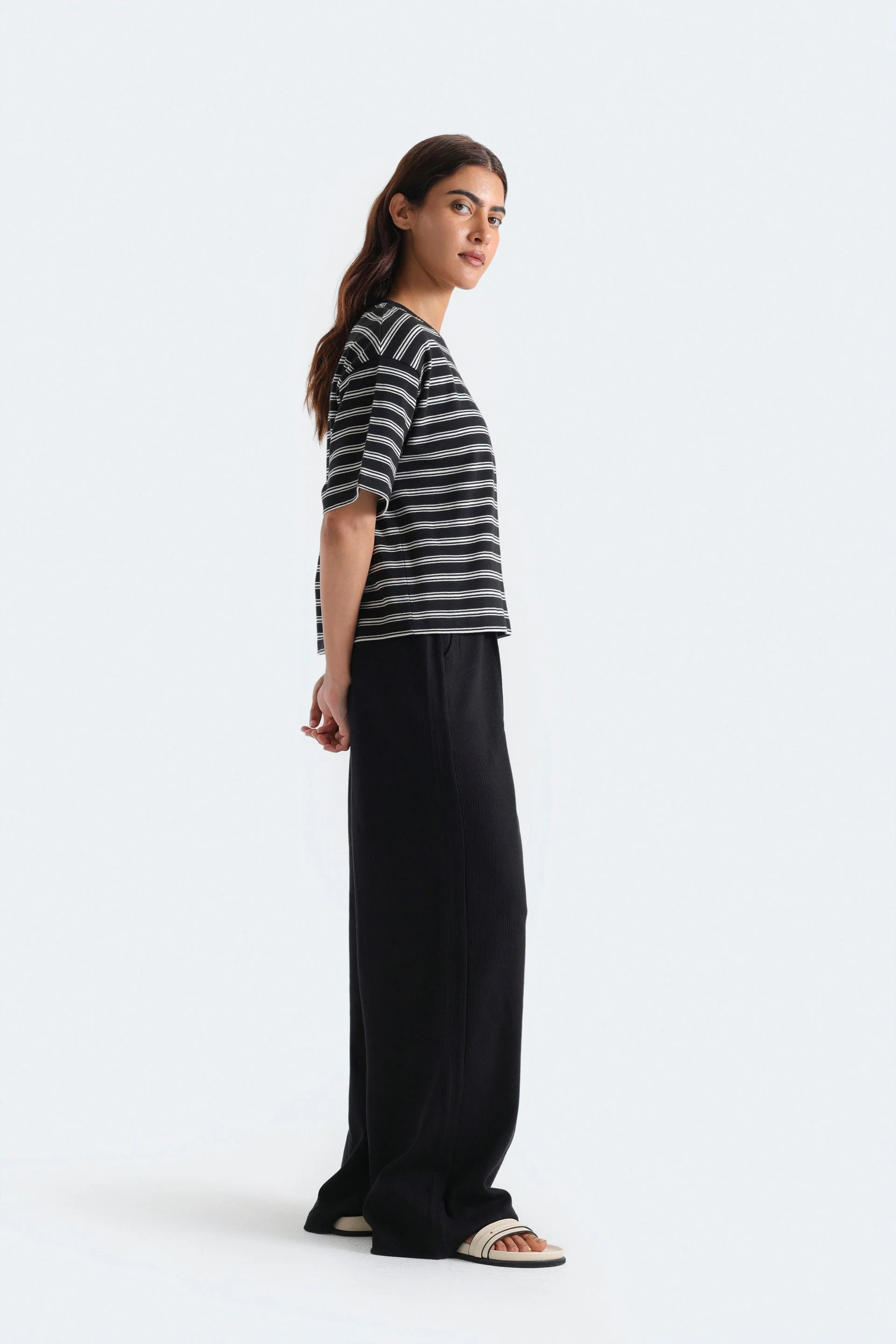 Wide Leg Knit Trousers - Image 3