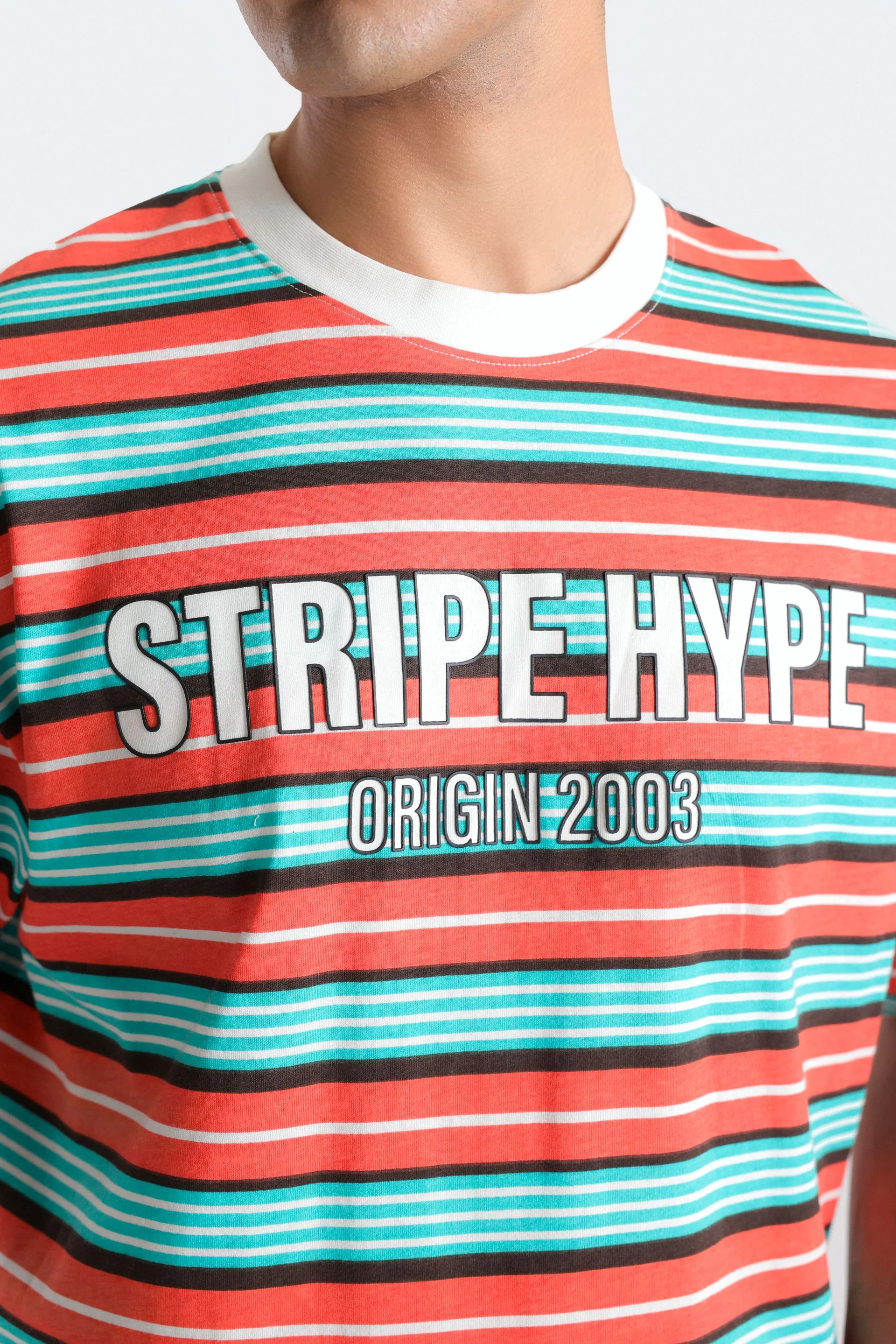 Striped Slogan Print T-Shirt - Image 2