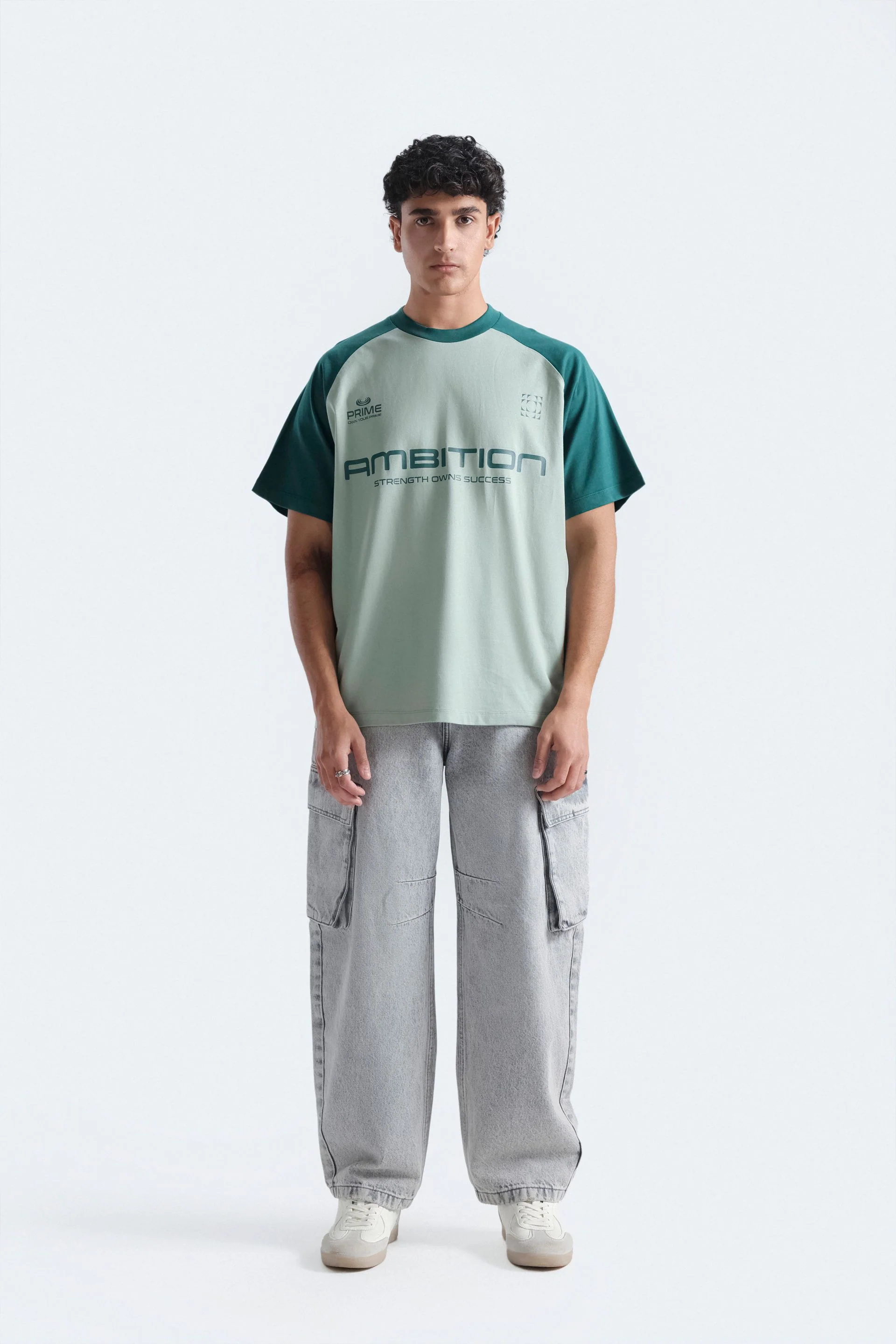 Color-Block Slogan Print T-Shirt