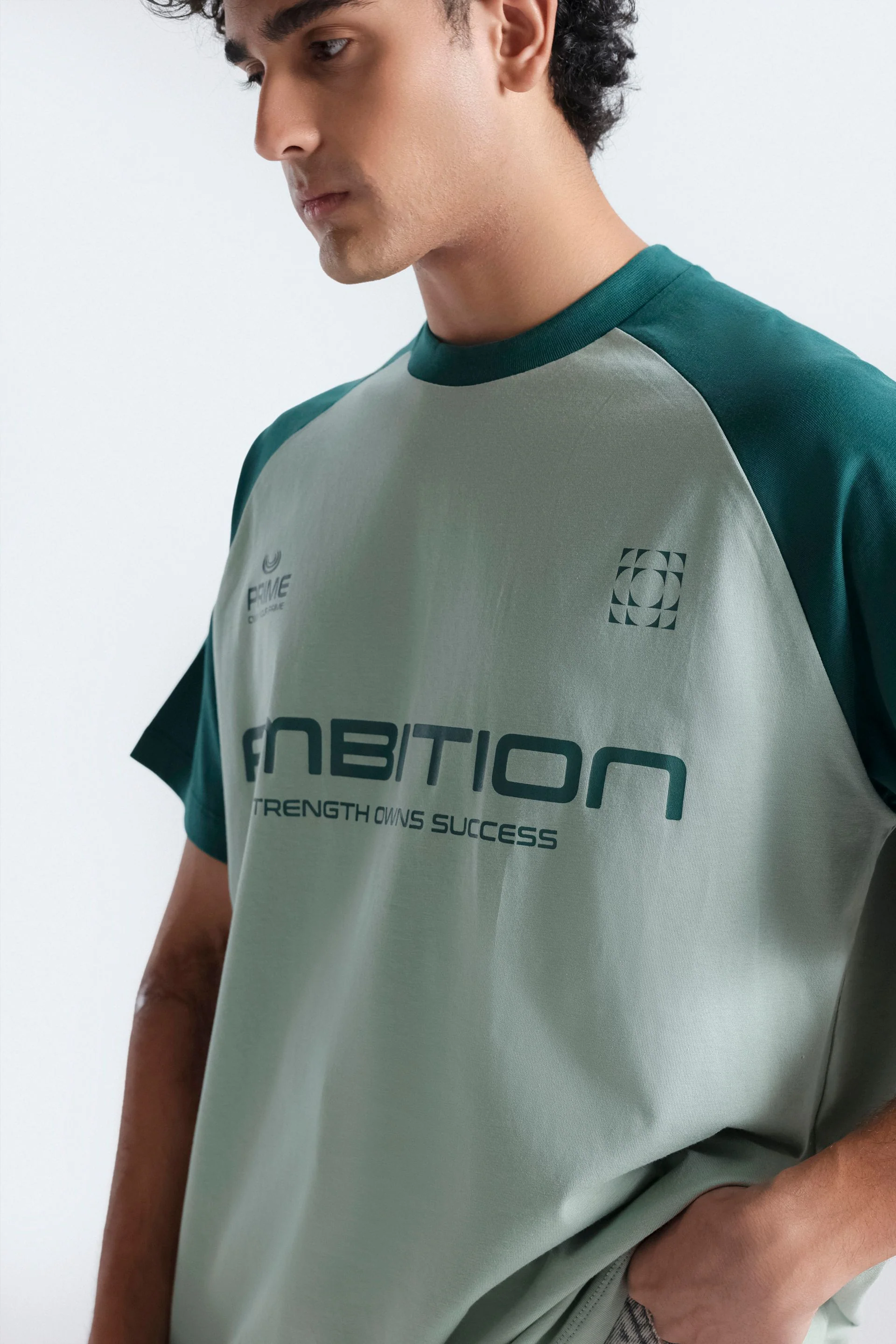 Color-Block Slogan Print T-Shirt - Image 2
