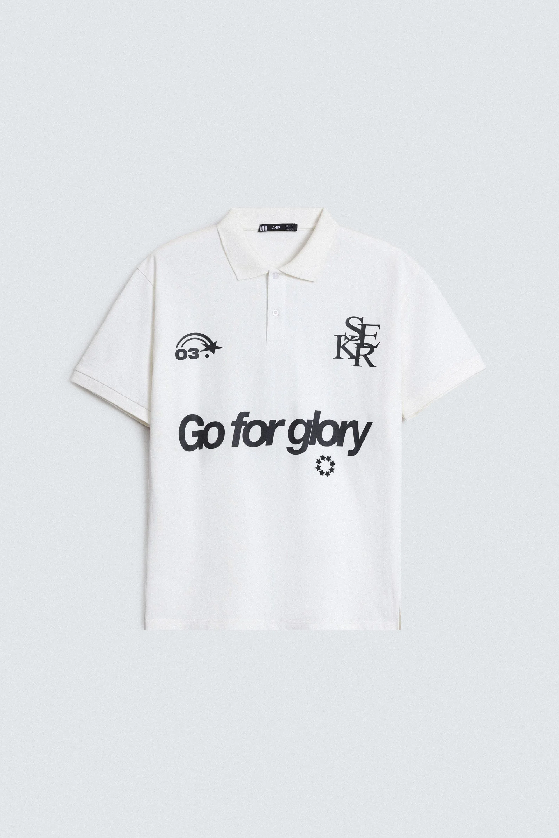 Embroidered Slogan Print Polo Shirt - Image 5