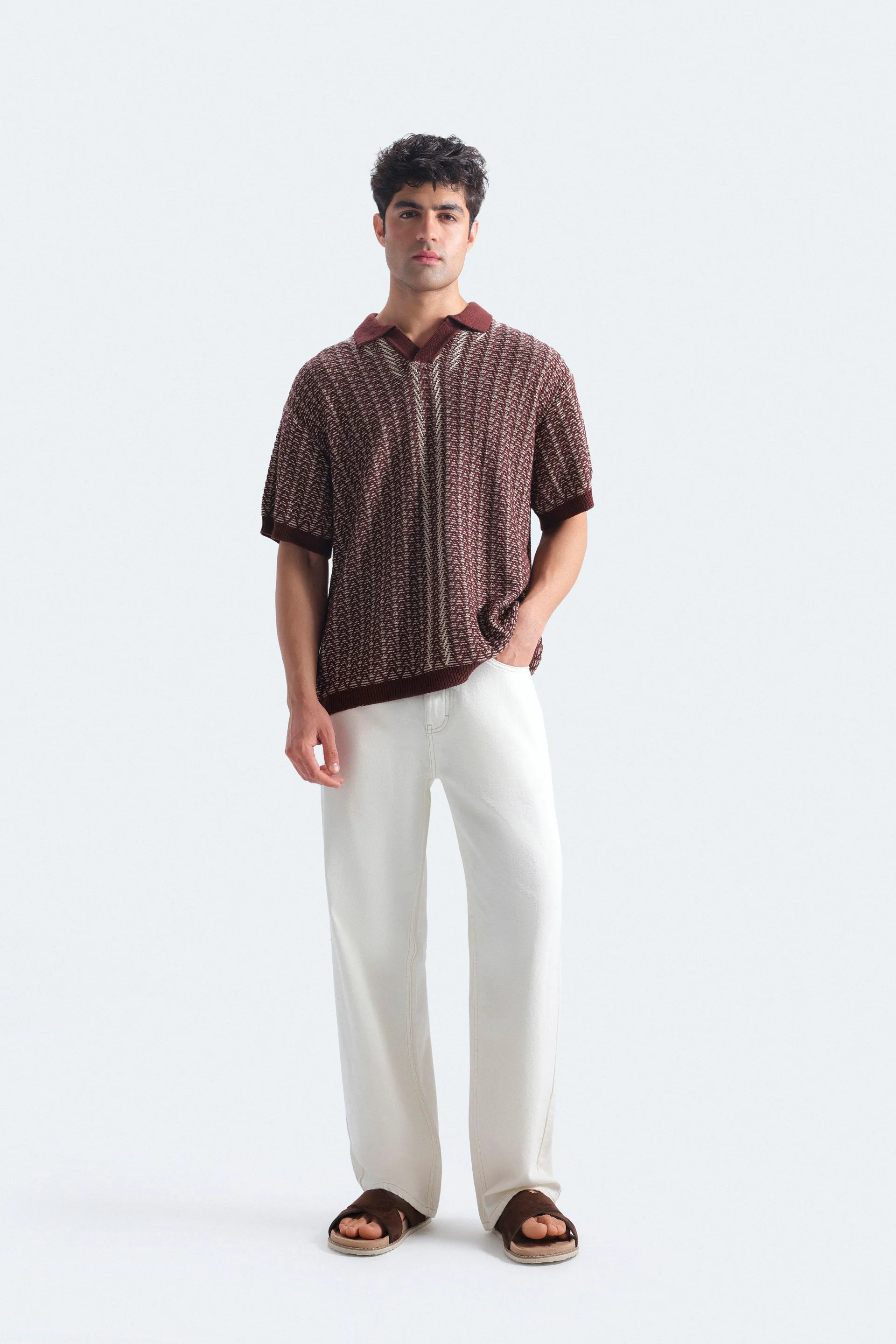 Contrast Knit Polo Shirt - Image 8