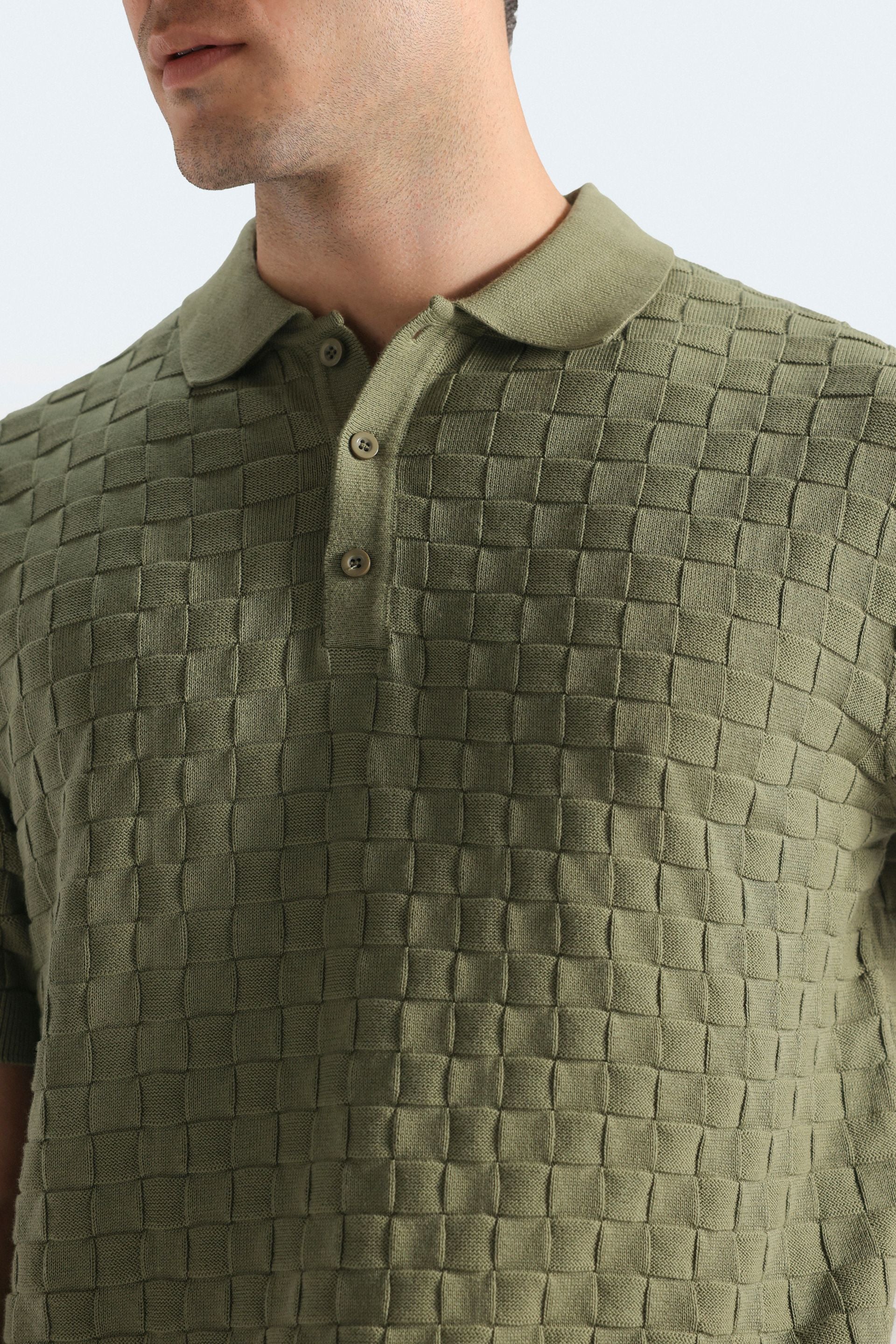 Textured Knit Polo Shirt - Image 2