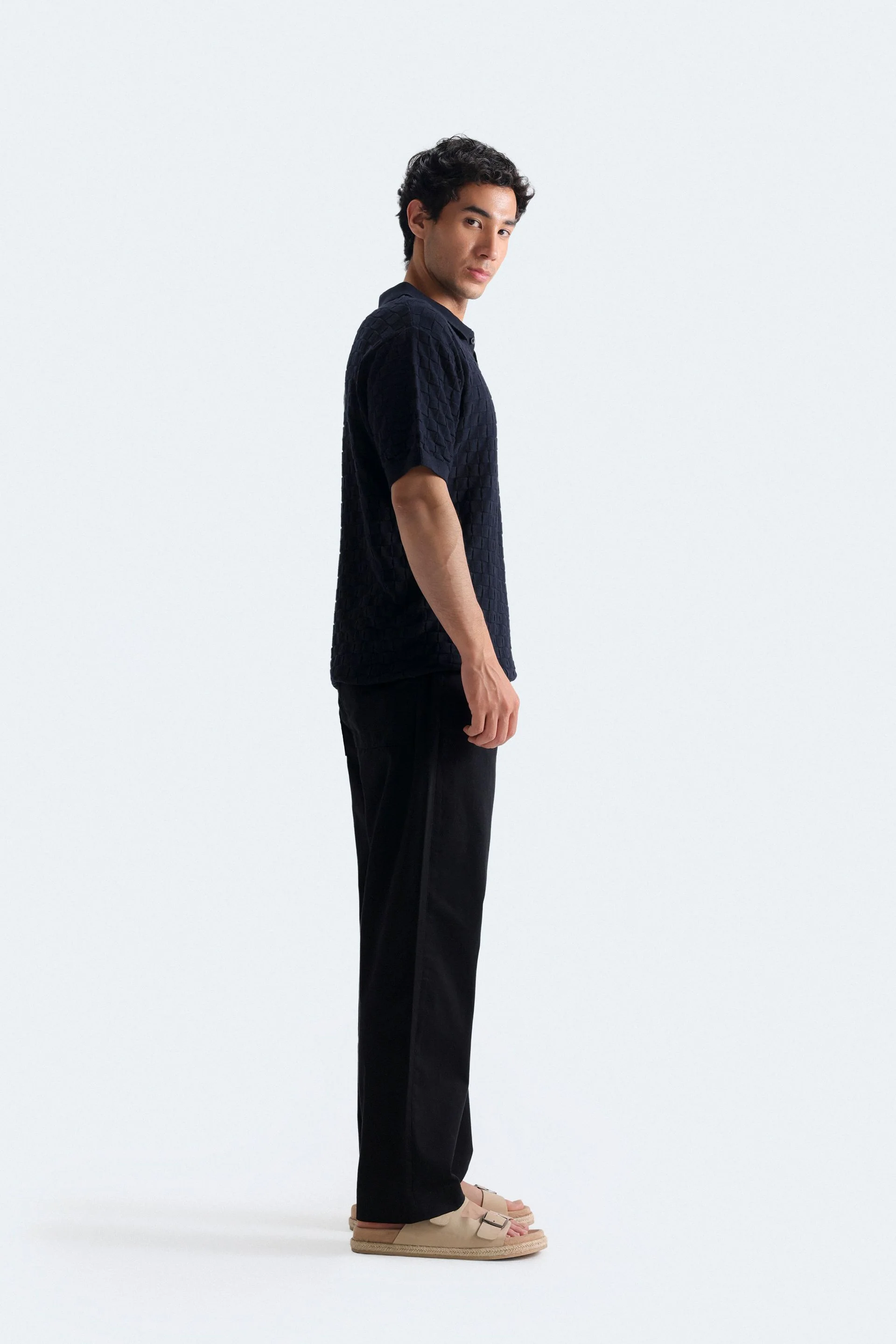 Textured Knit Polo Shirt - Image 9