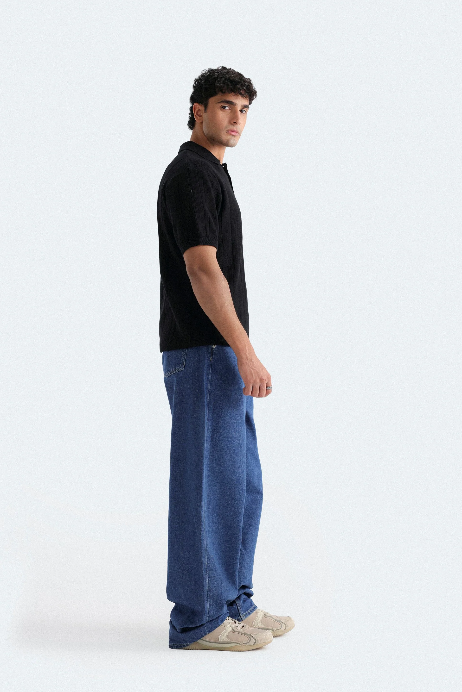 Textured Knit Polo Shirt - Image 3