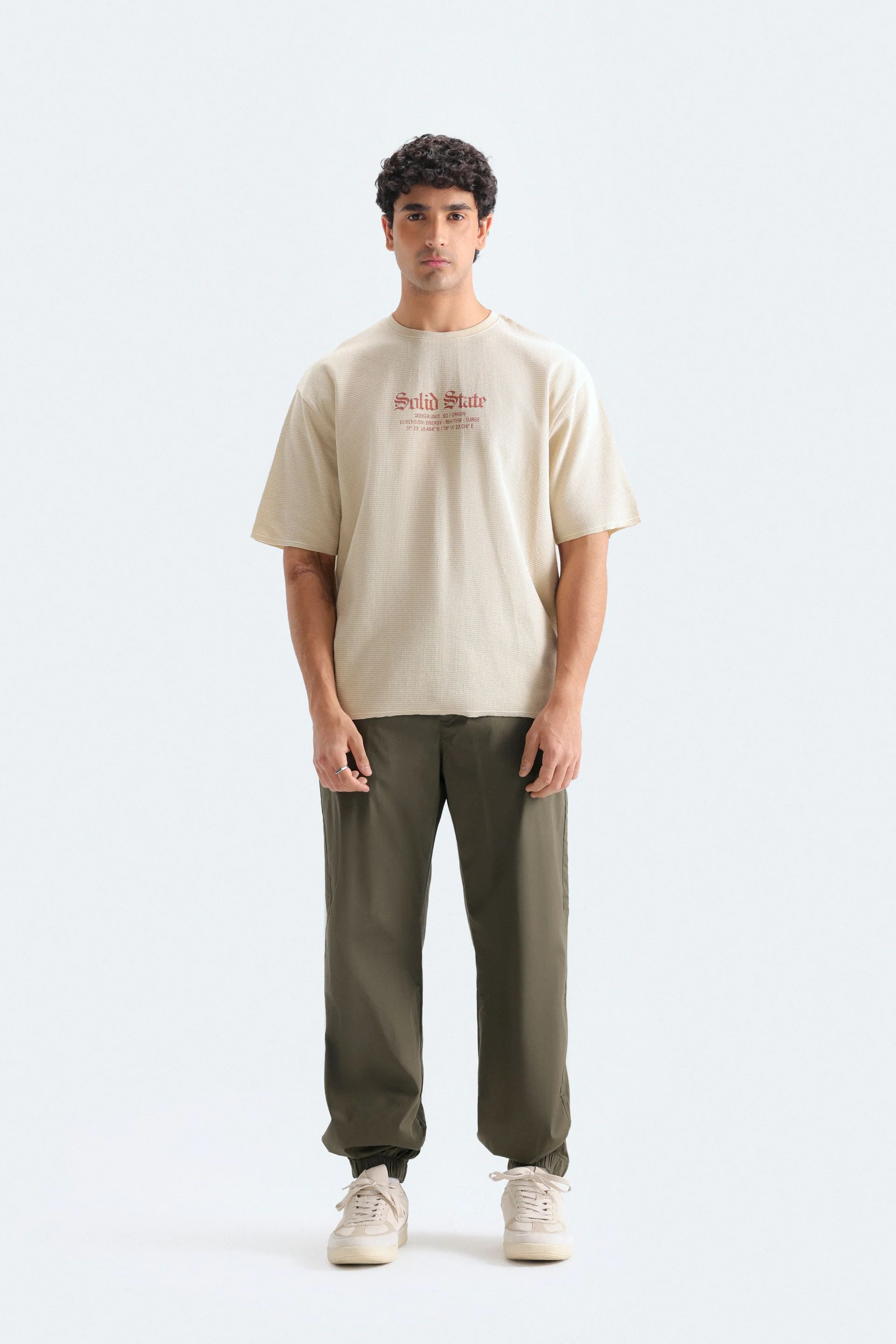 Textured Slogan Print T-Shirt