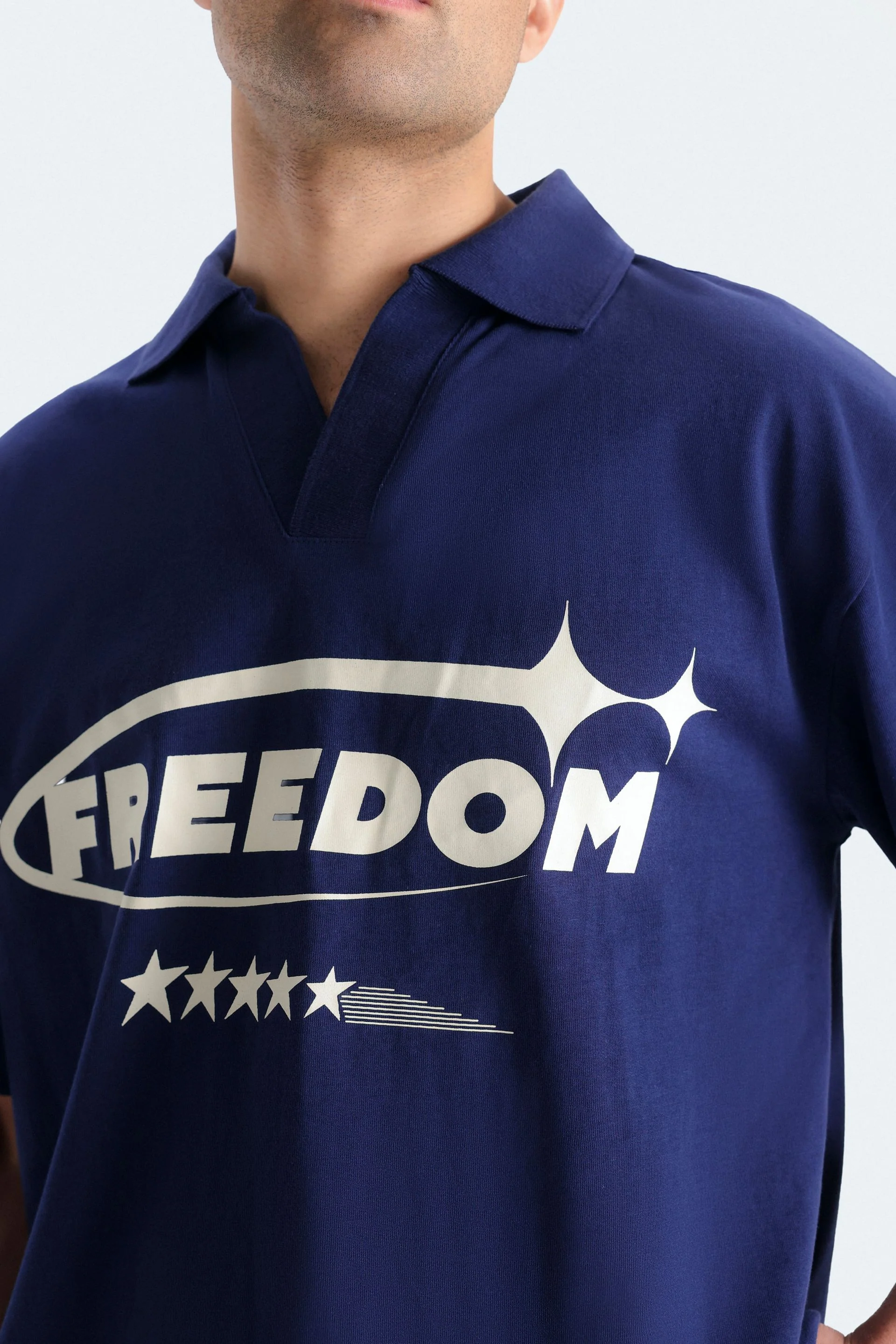 Cropped Slogan Print Polo Shirt - Image 2