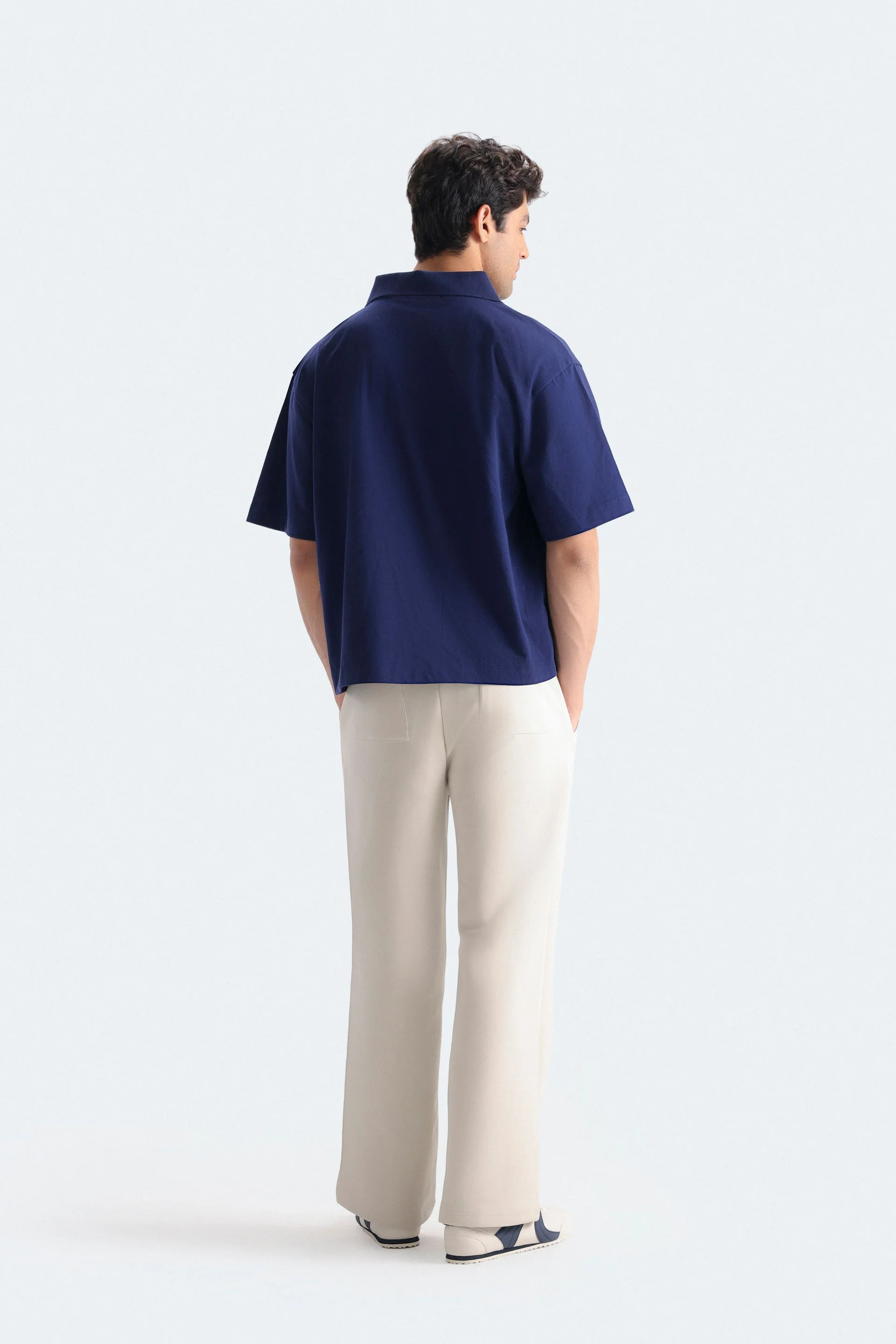 Cropped Slogan Print Polo Shirt - Image 4