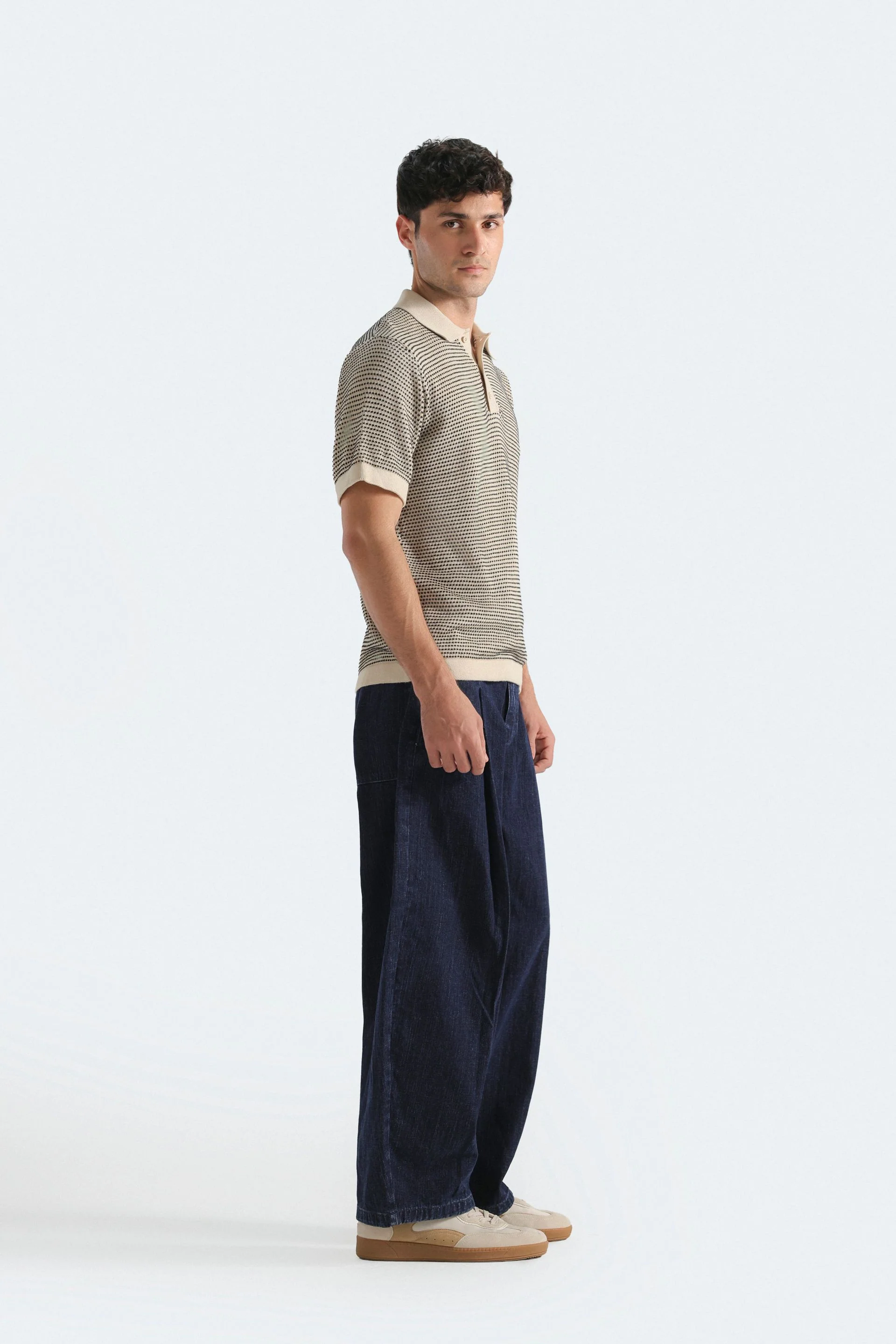 Textured Knit Polo Shirt - Image 3