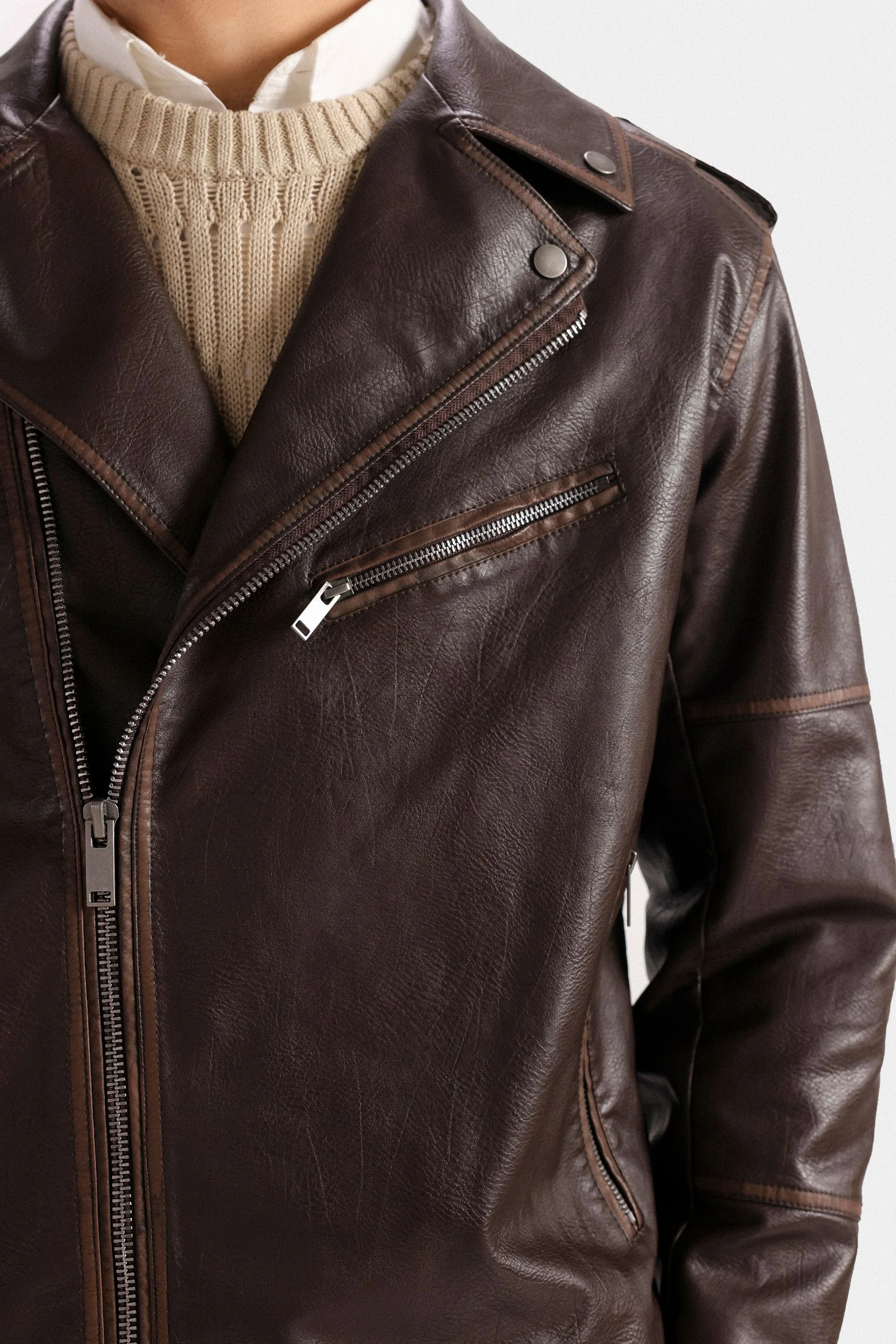 Faux Leather Biker Jacket - Image 10