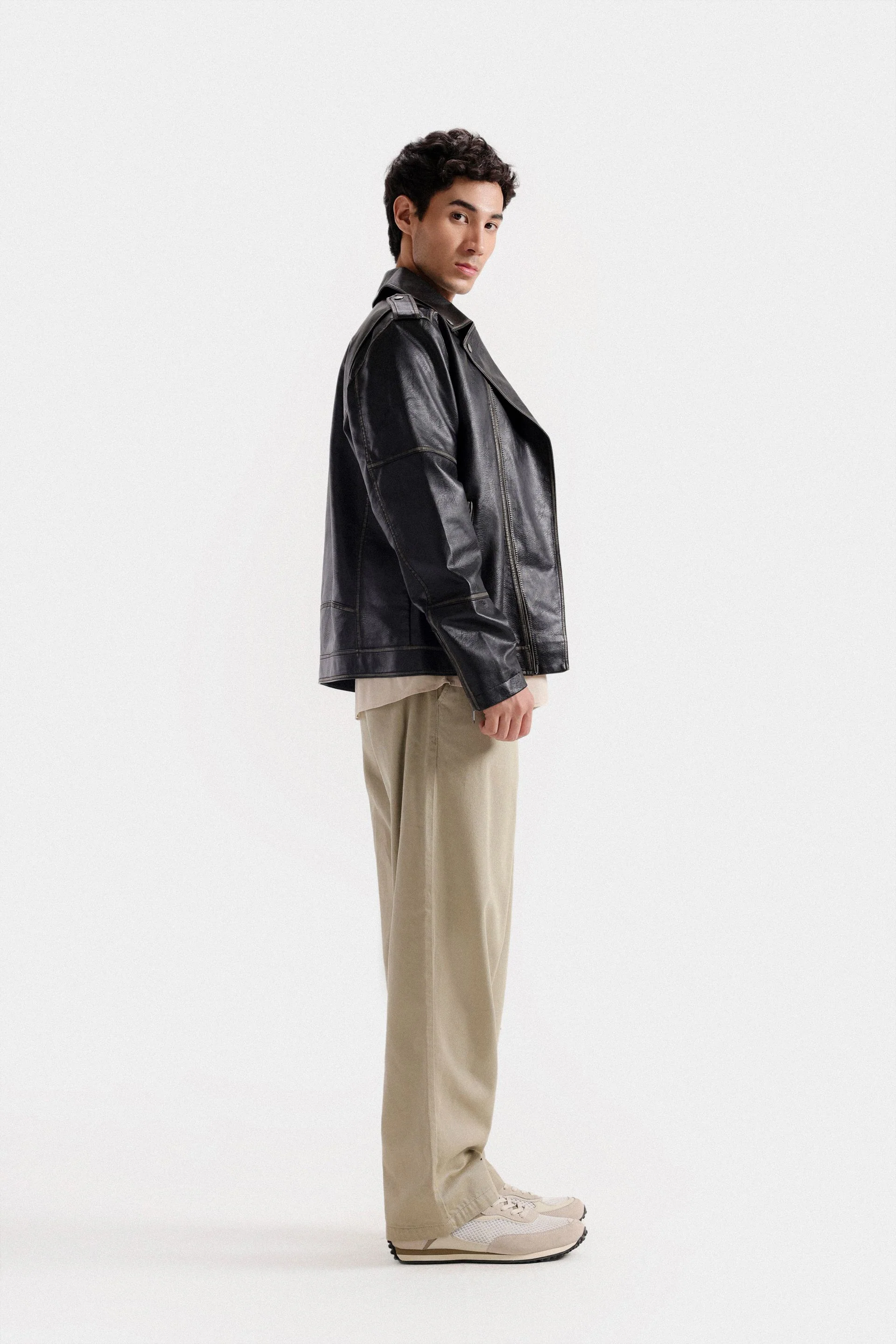 Faux Leather Biker Jacket - Image 3