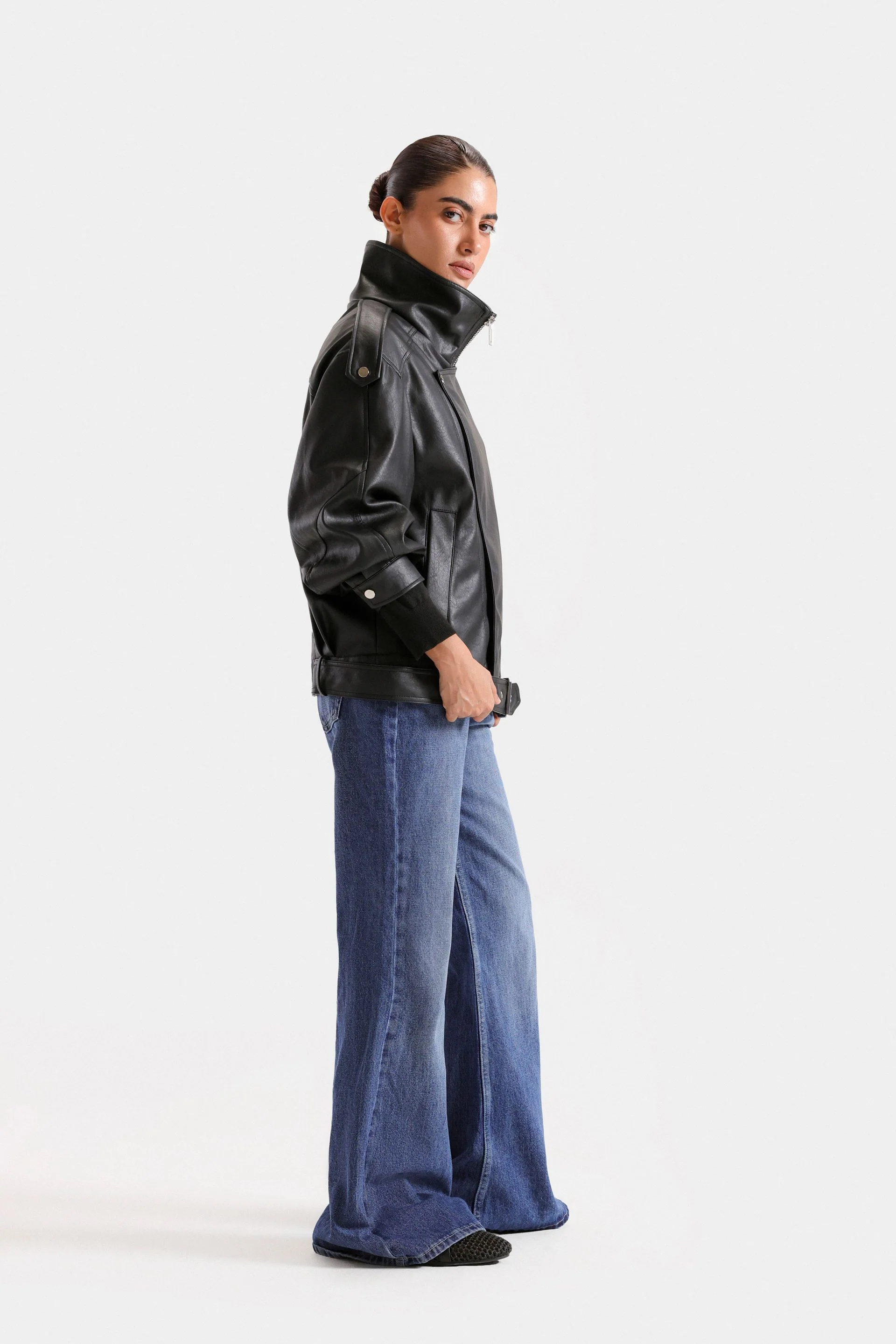 Faux Leather Biker Jacket - Image 3