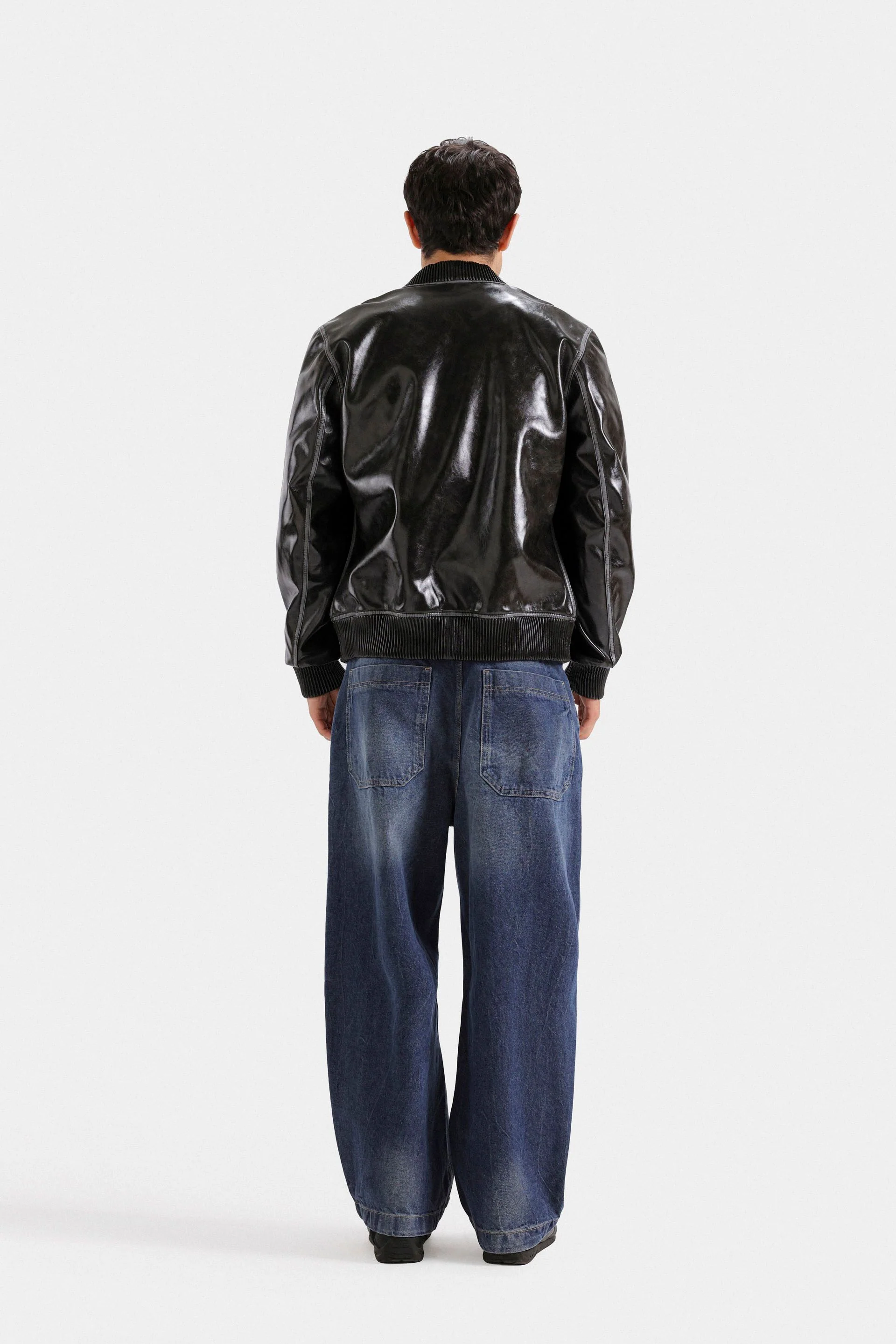 Faux Leather Bomber Jacket - Image 11