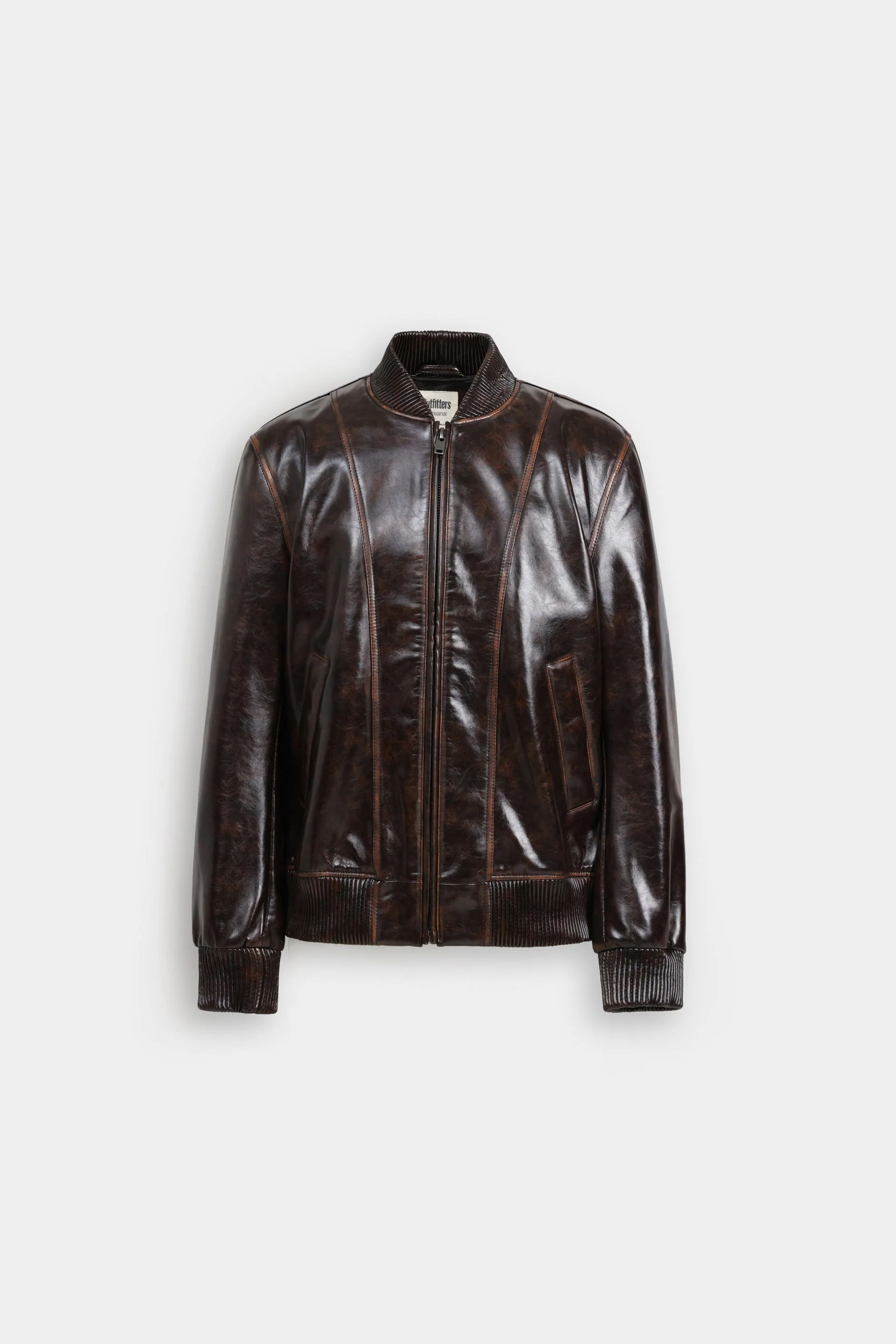 Faux Leather Bomber Jacket - Image 5