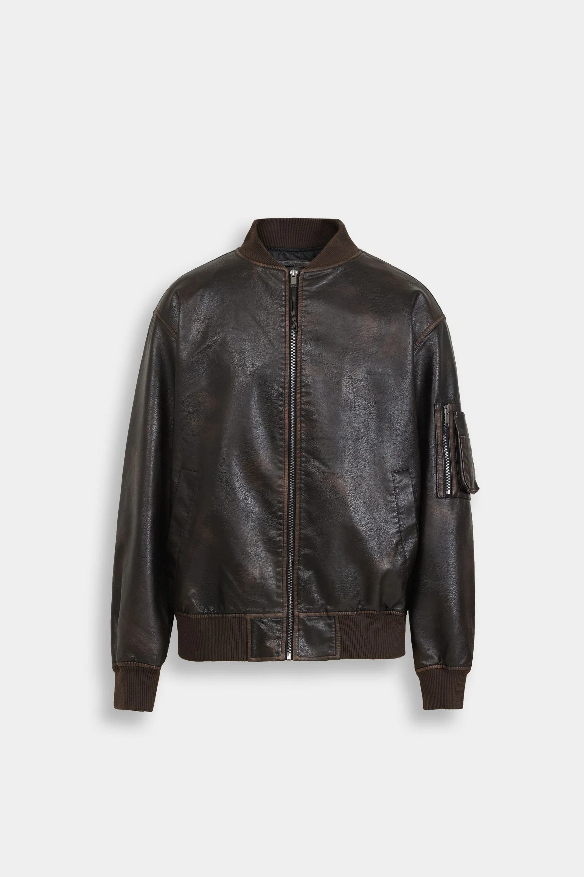 Faux Leather Bomber Jacket - Image 13