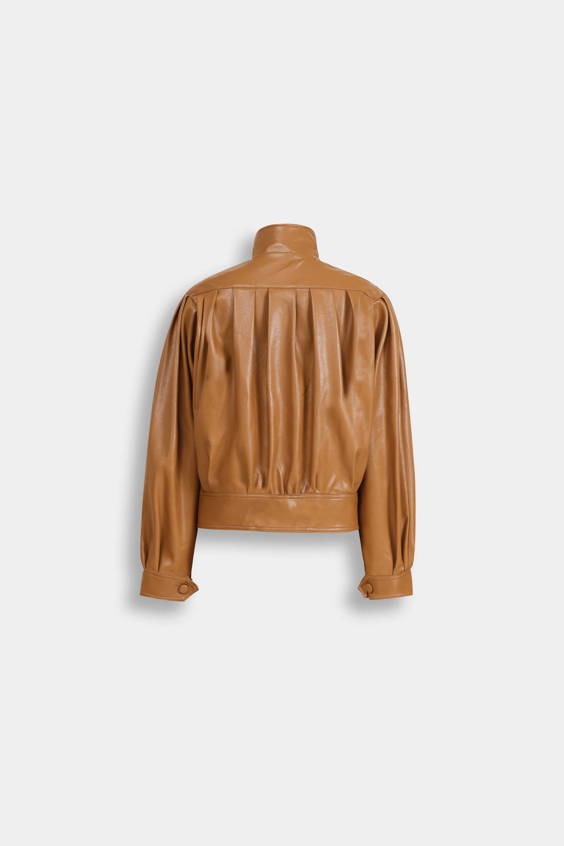 Faux Leather Bomber Jacket - Image 7