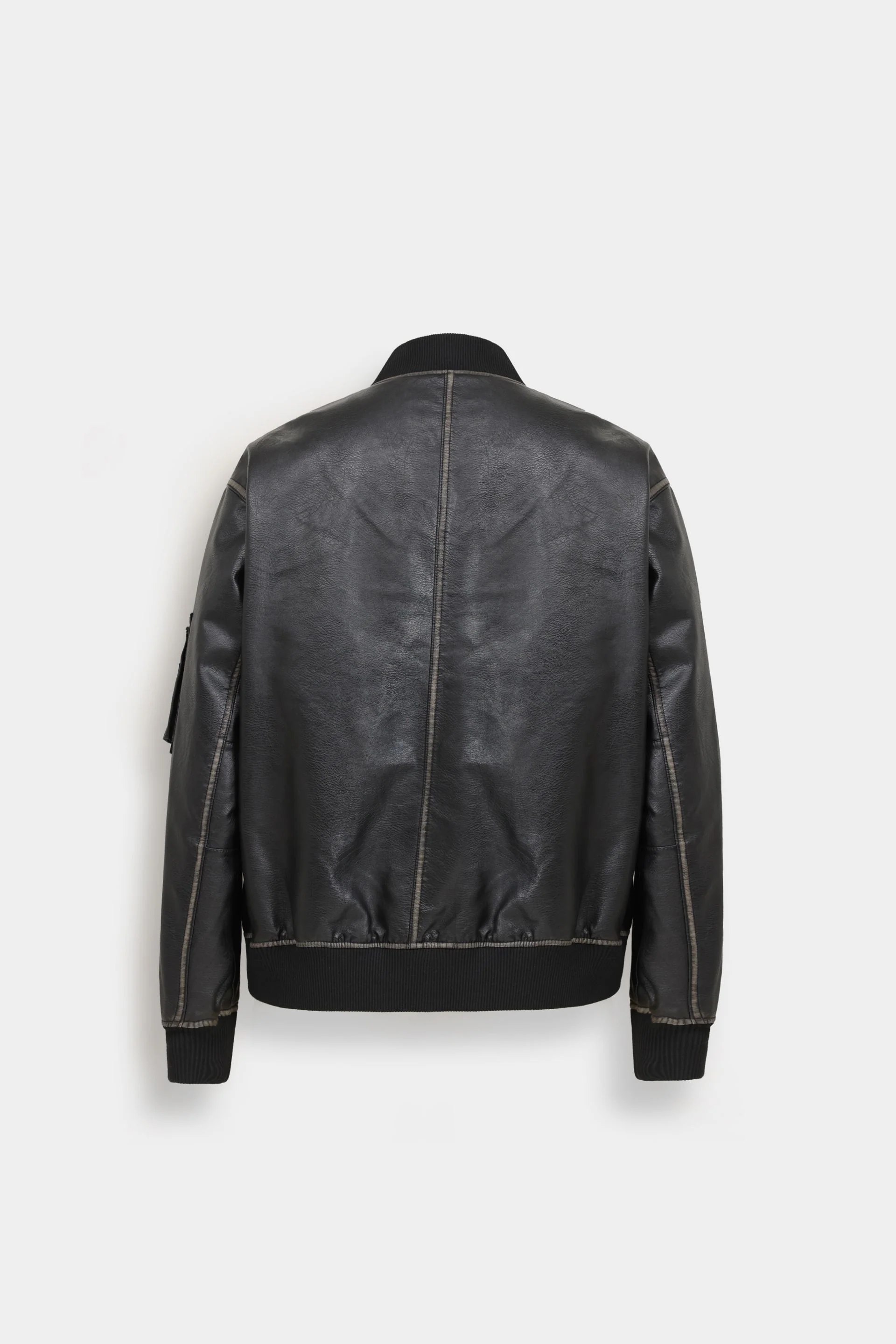 Faux Leather Bomber Jacket - Image 8