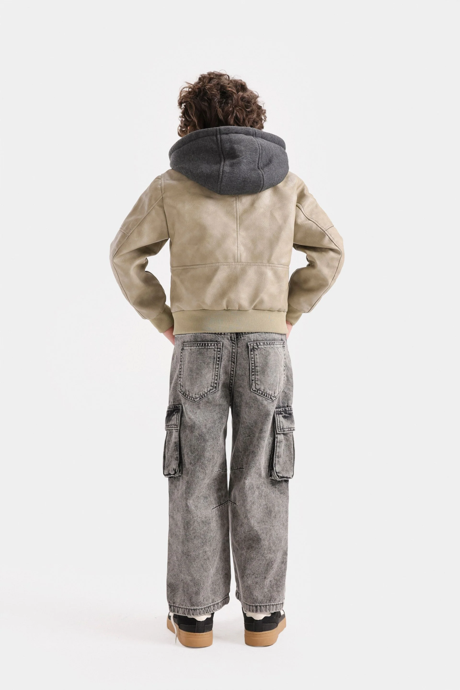 Faux Leather Jacket With Hoodie - Image 12
