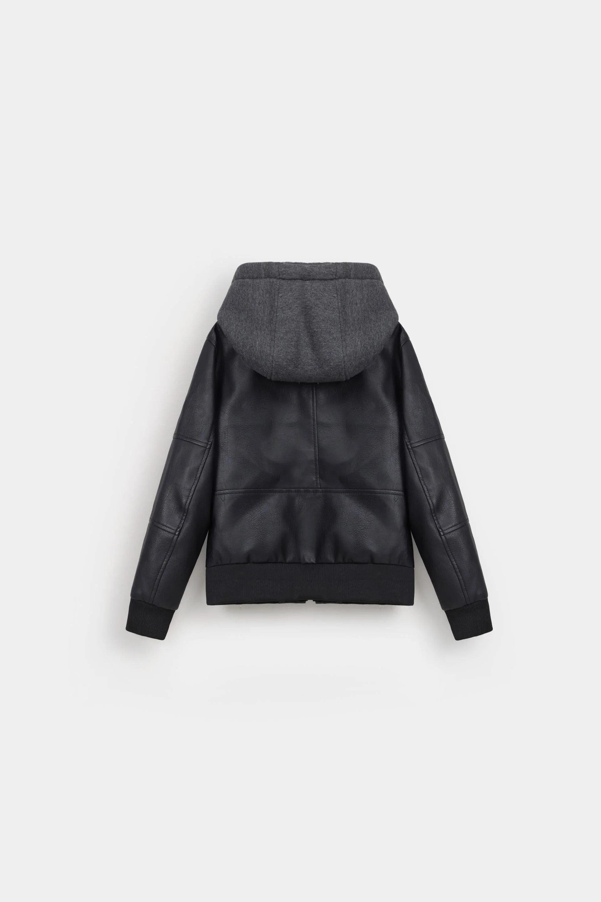 Faux Leather Jacket With Hoodie - Image 3