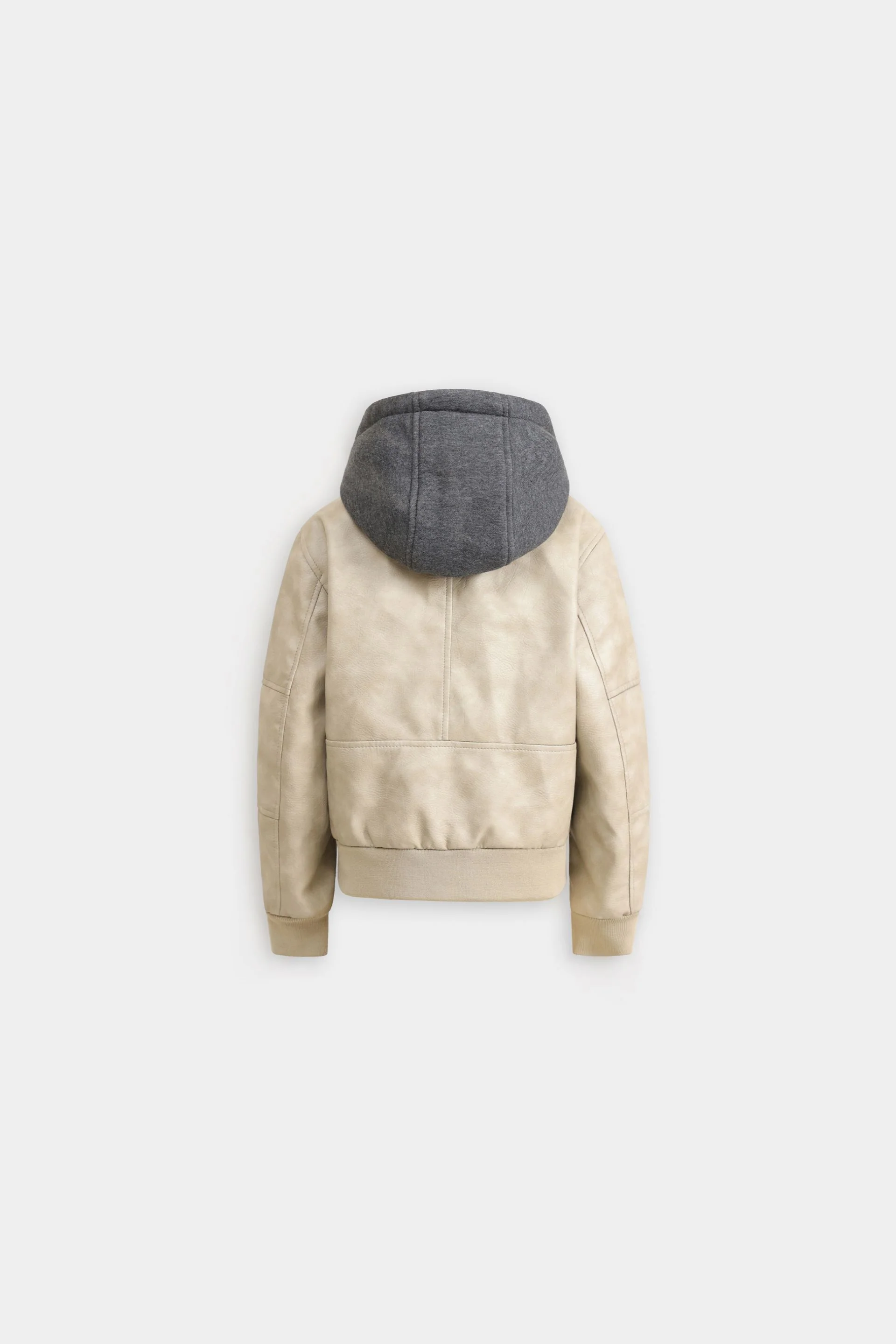 Faux Leather Jacket With Hoodie - Image 9