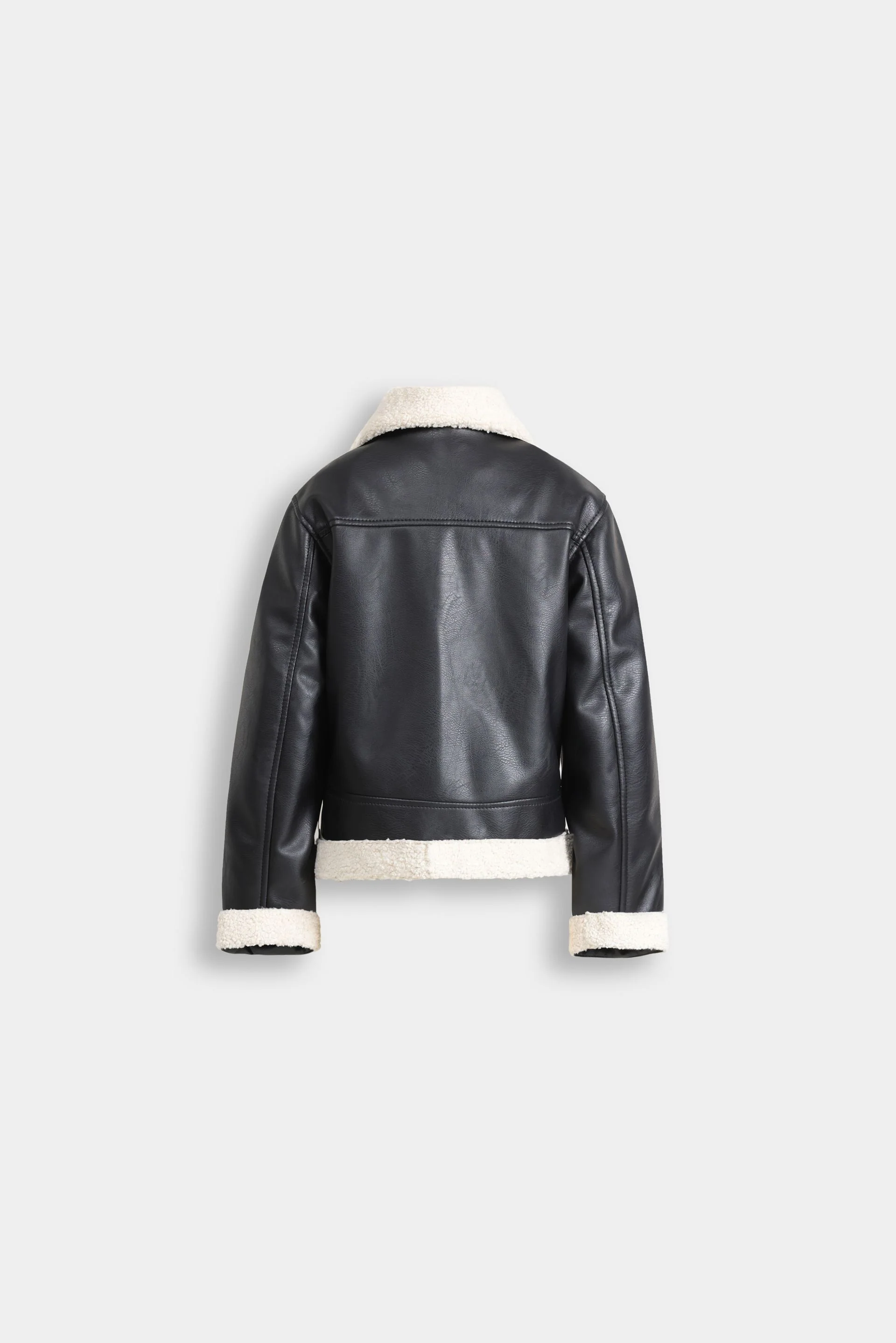 Faux Leather Jacket With Sherpa Details - Image 3