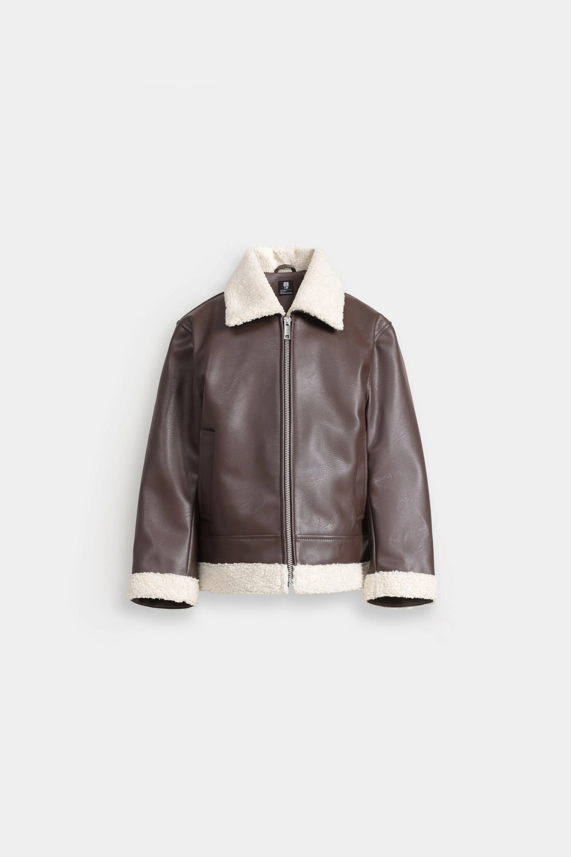 Faux Leather Jacket With Sherpa Details - Image 7