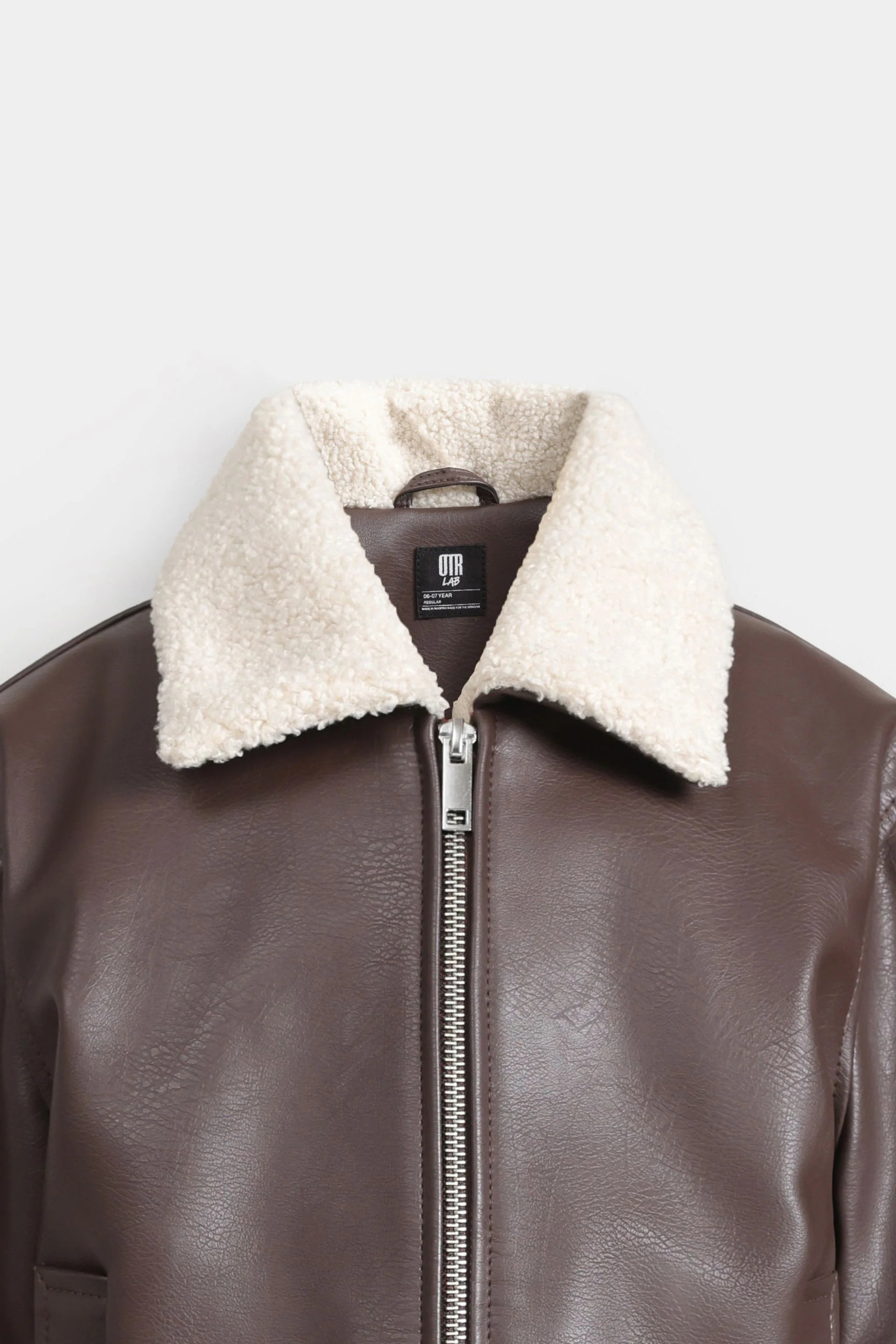 Faux Leather Jacket With Sherpa Details - Image 8