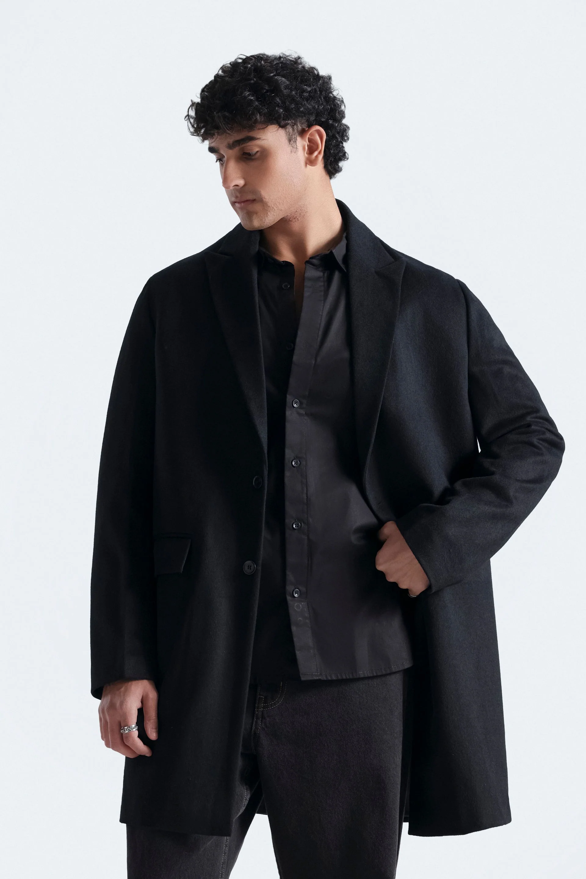 Felt Textured Long Coat - Image 2