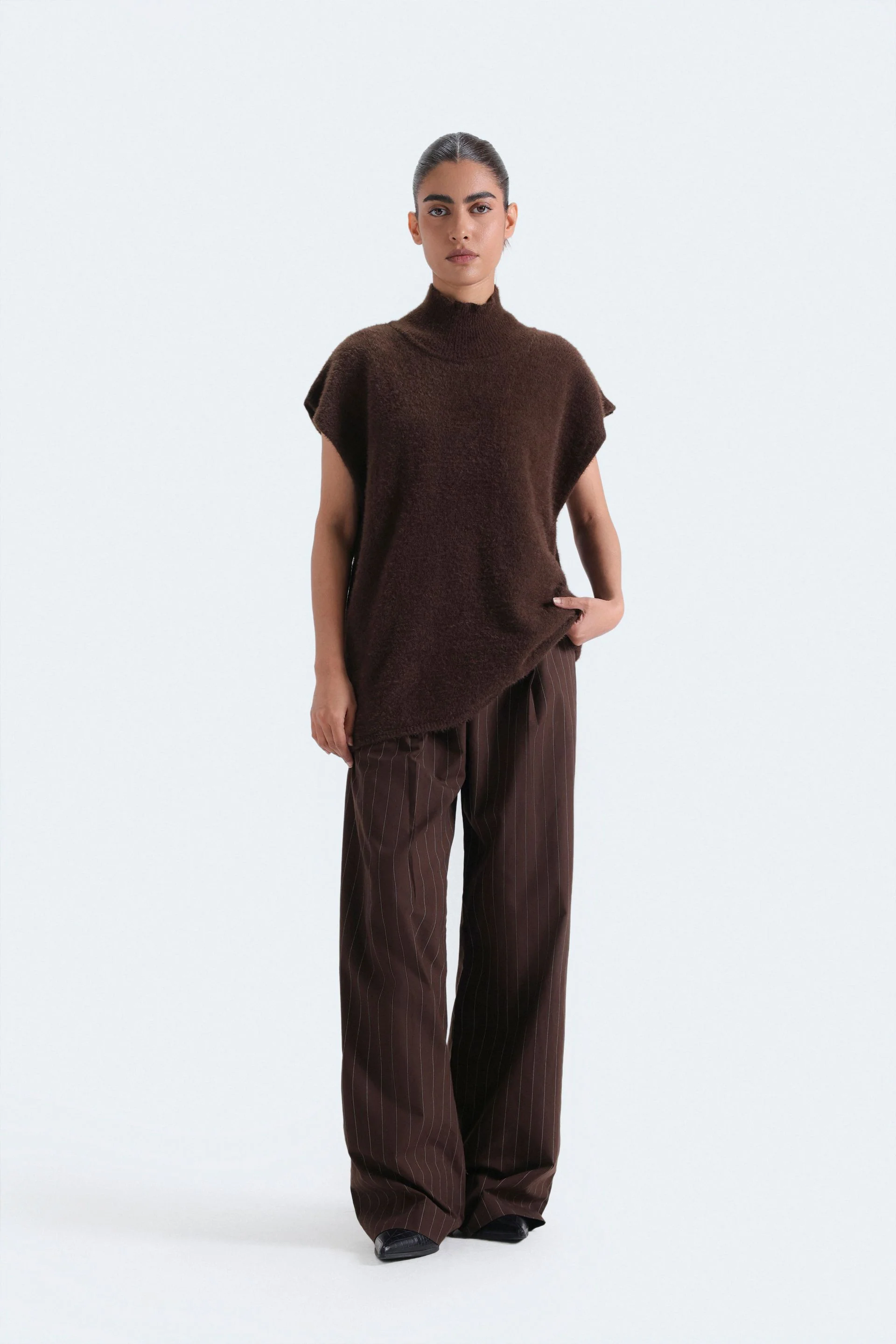 Funnel Neck Sleeveless Sweater