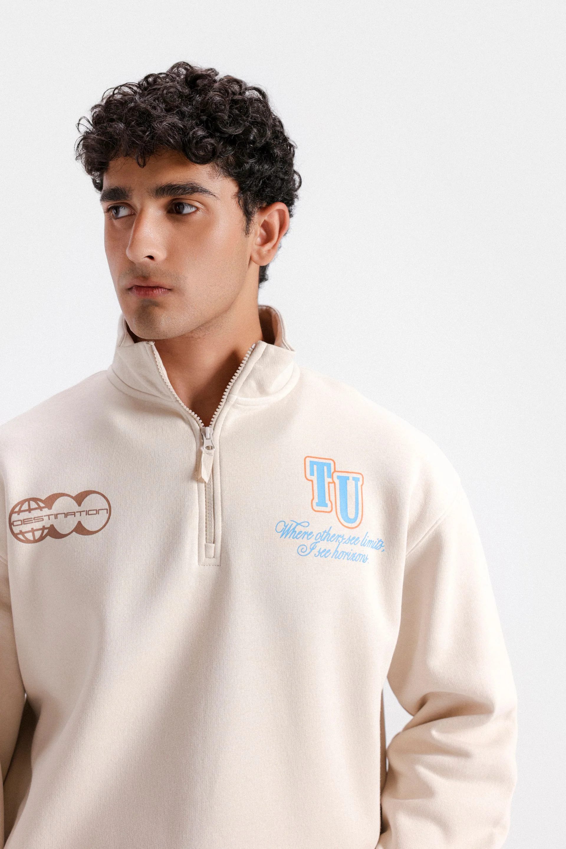 Graphic Quarter Zip-Up Sweatshirt - Image 2