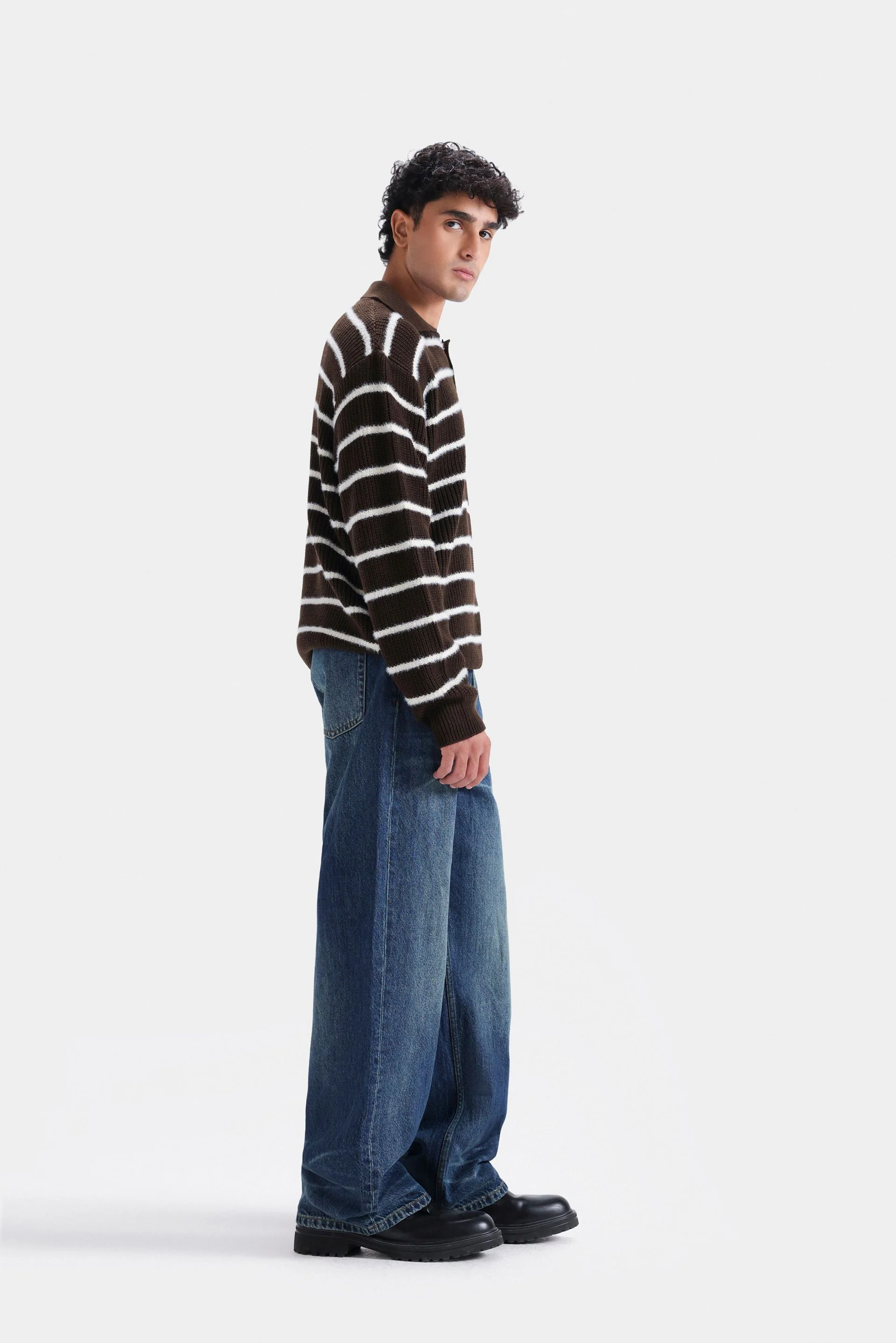 Knitted Striped Polo Sweater - Image 10
