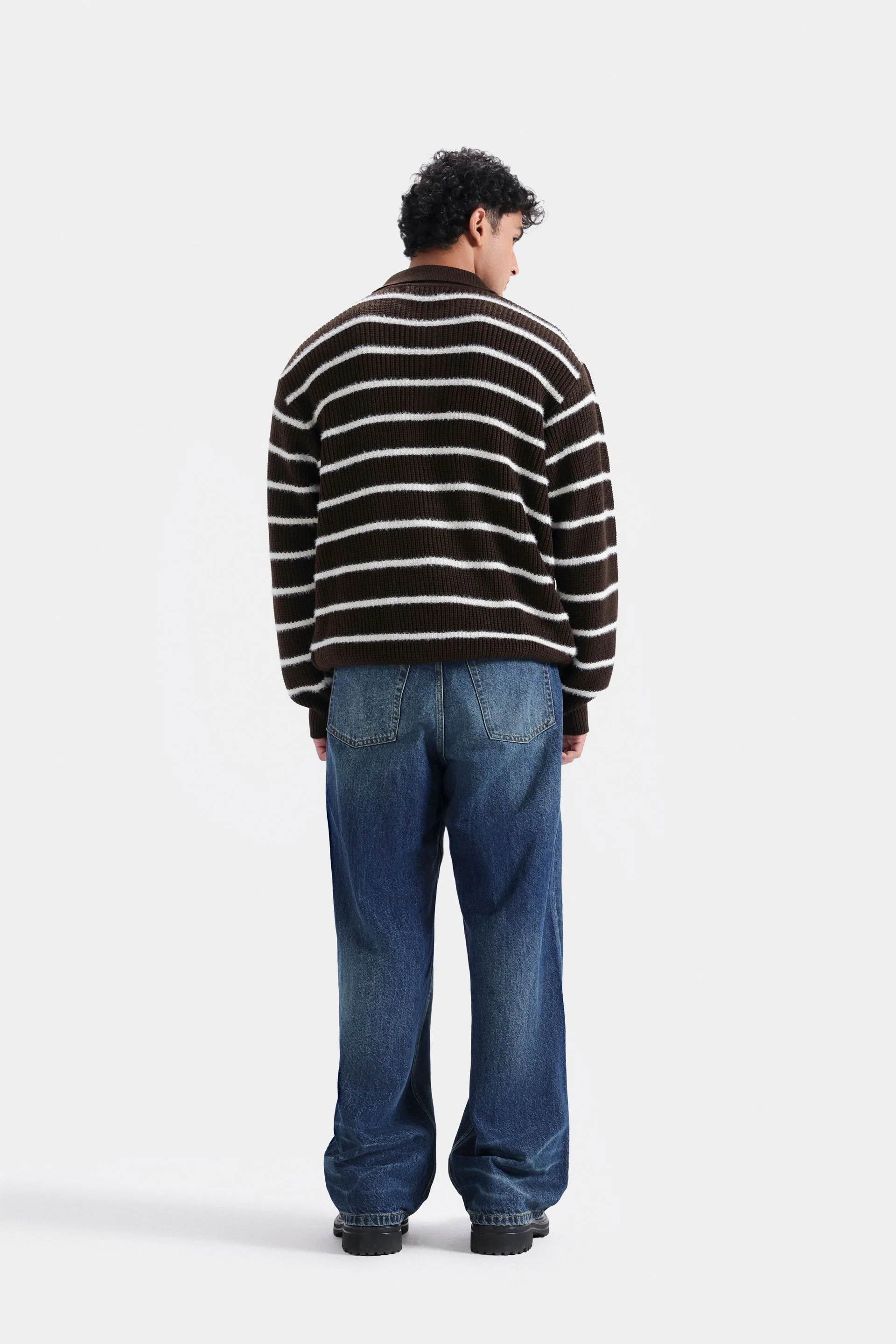 Knitted Striped Polo Sweater - Image 11