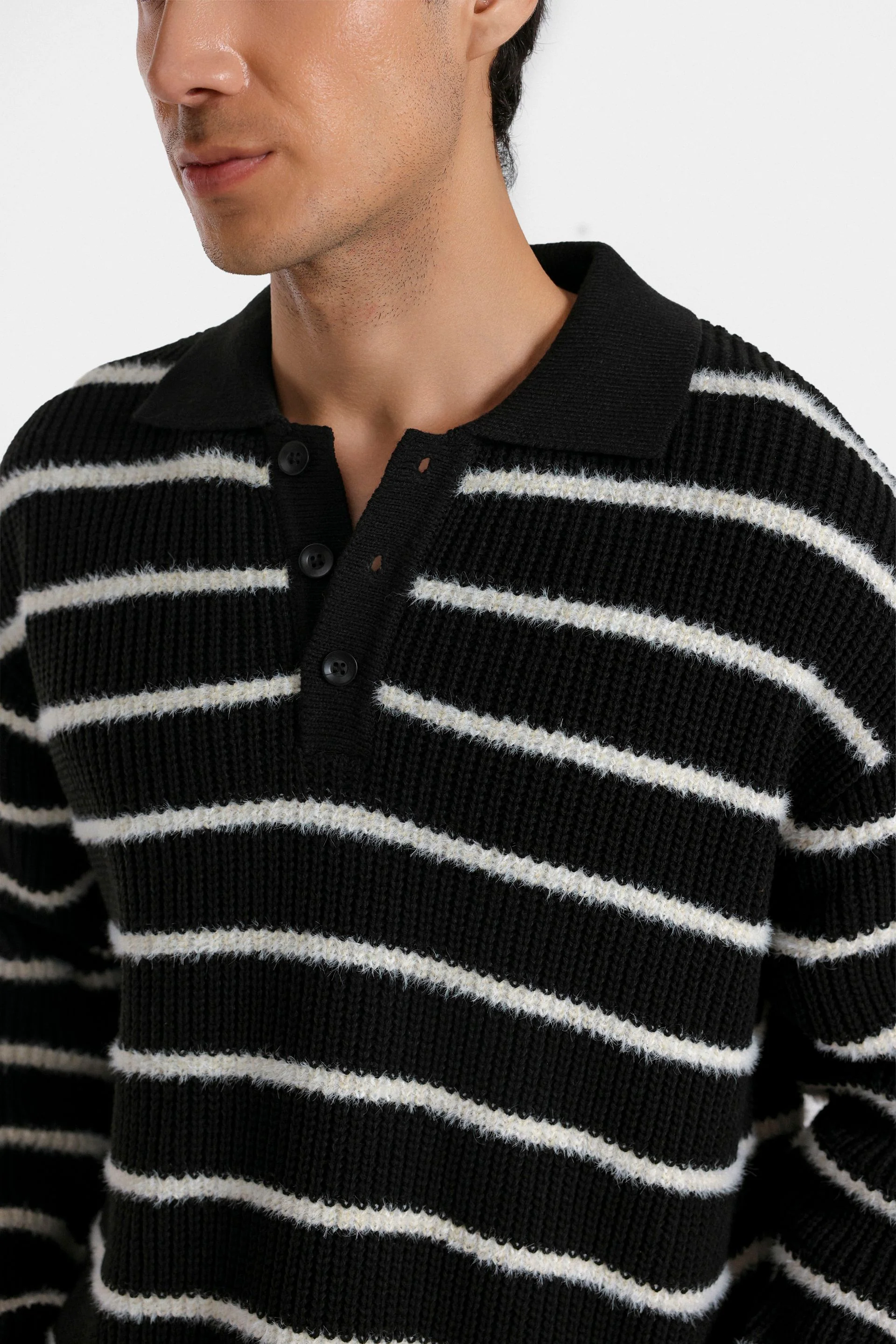Knitted Striped Polo Sweater - Image 2