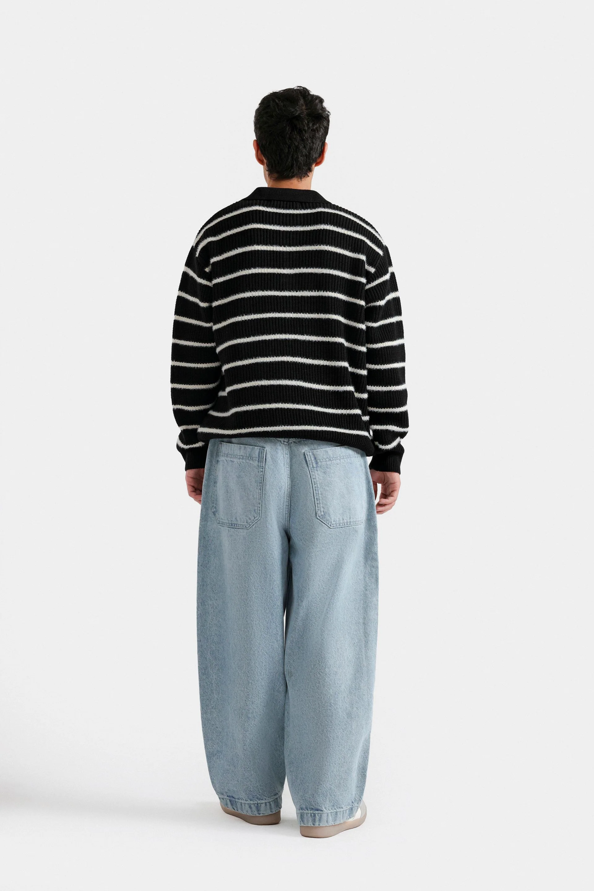 Knitted Striped Polo Sweater - Image 4