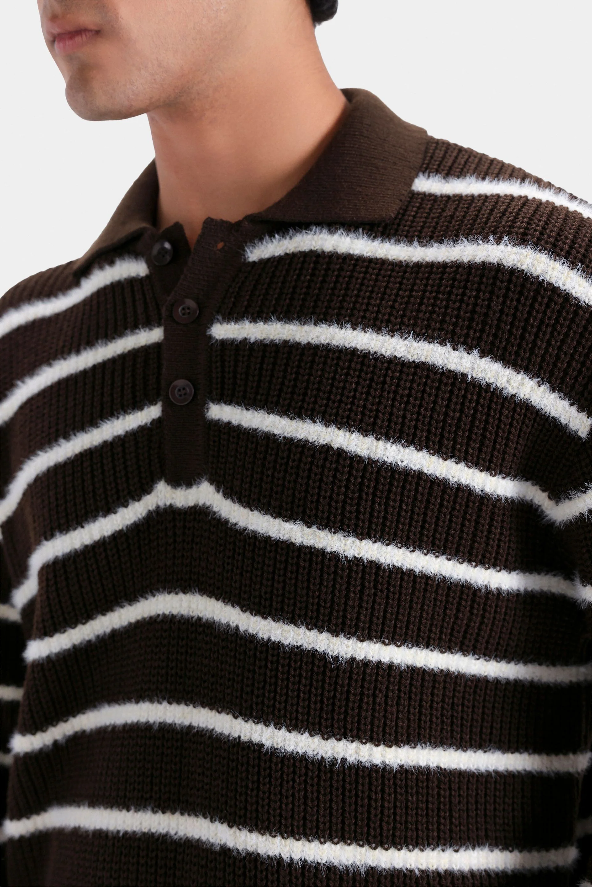 Knitted Striped Polo Sweater - Image 9