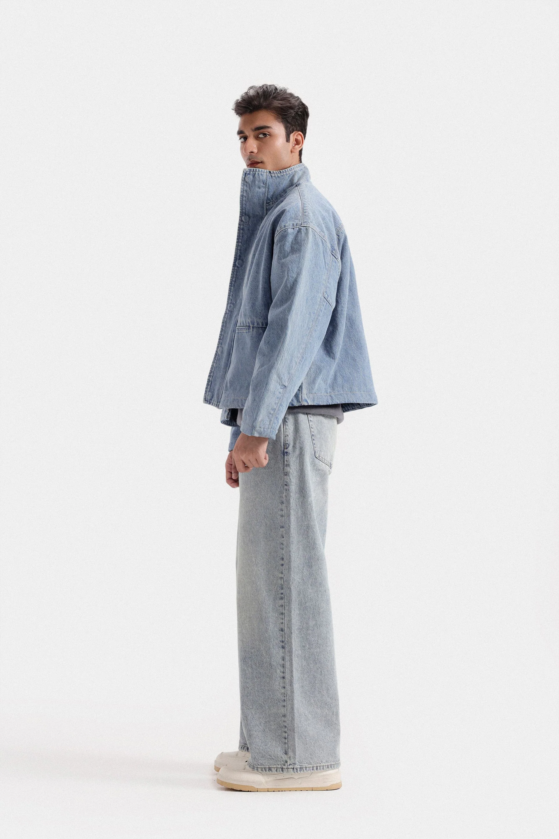 Mock-Neck Denim Jacket - Image 3