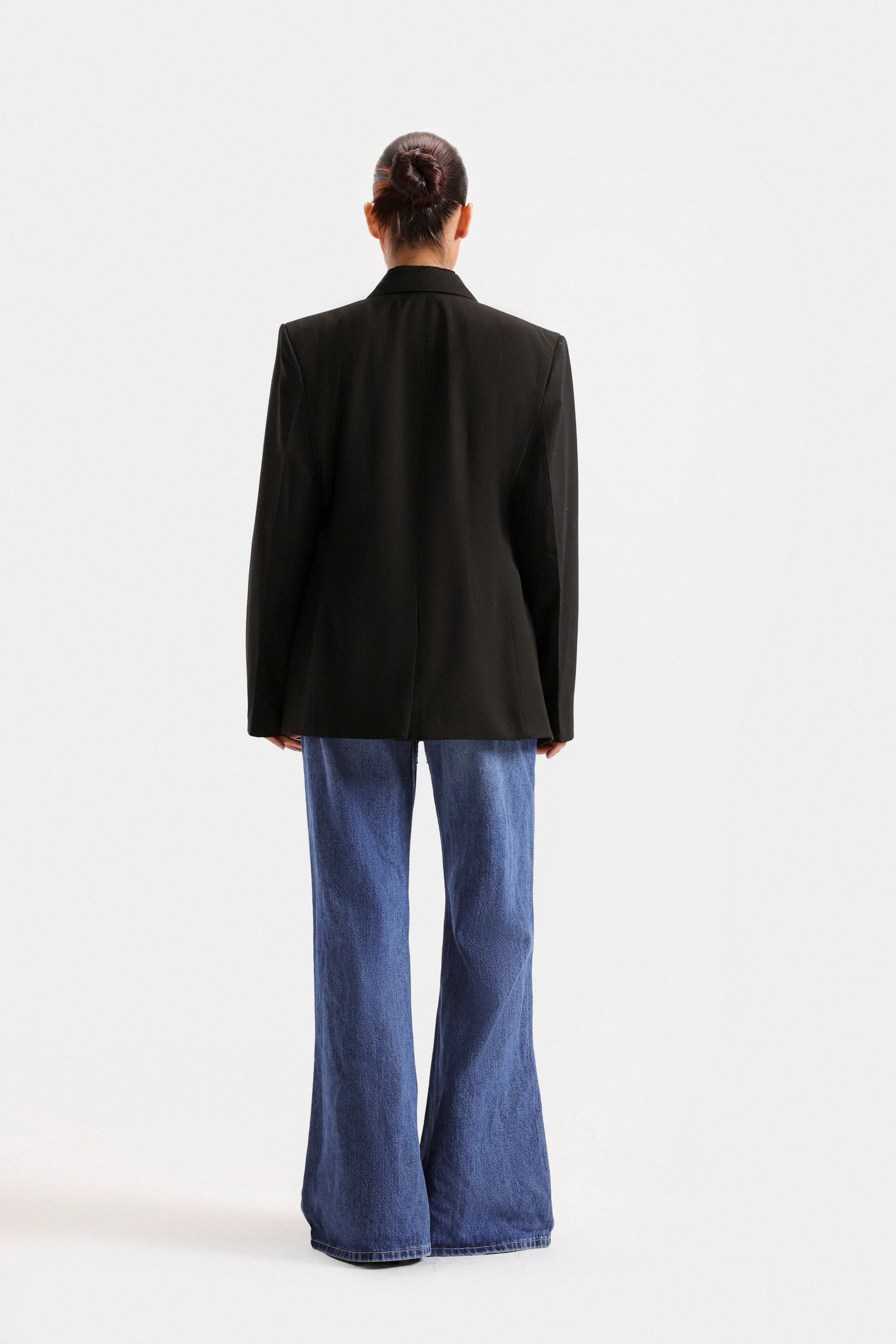 Notched Lapel Collar Straight Cut Blazer - Image 4