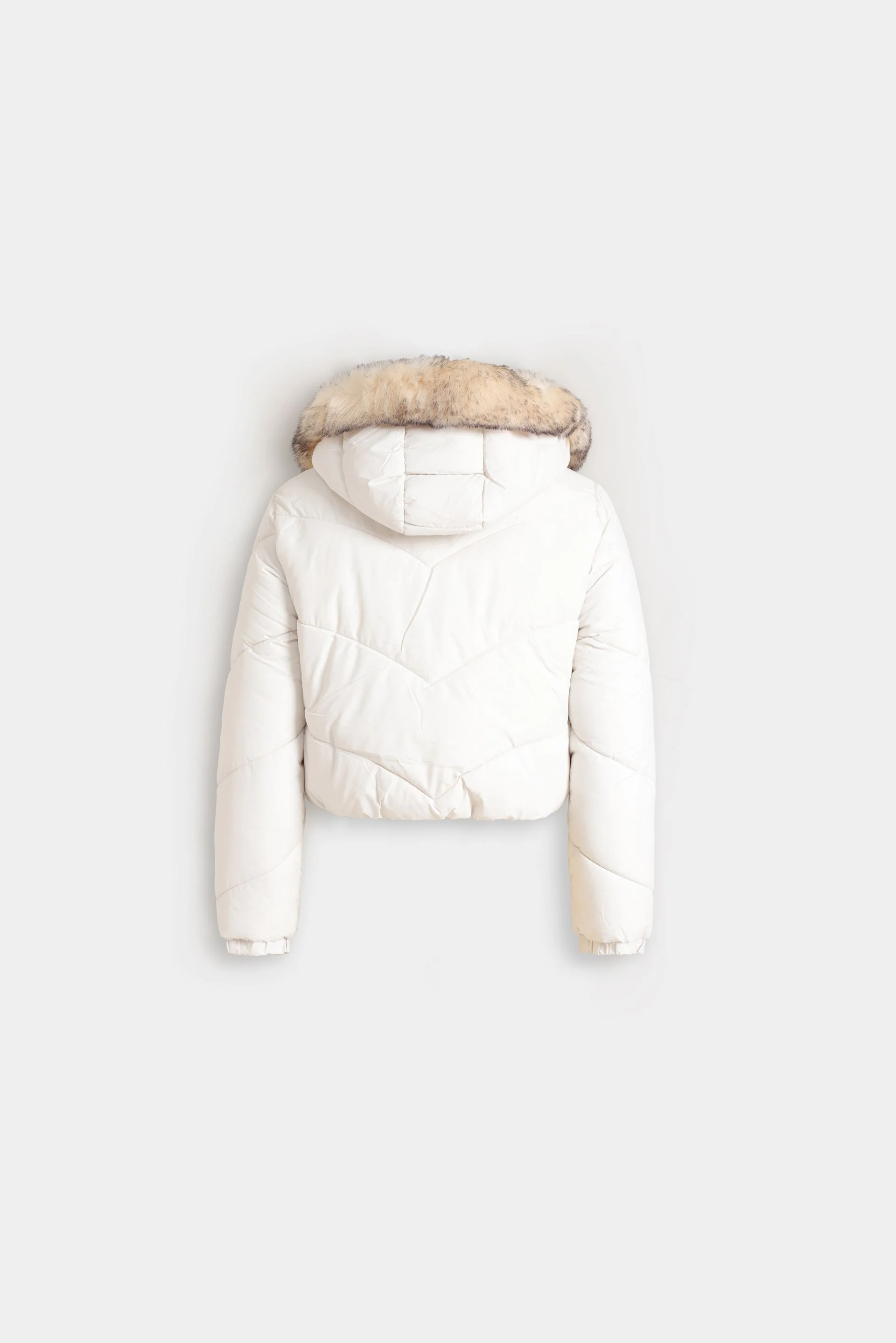 Quilted Puffer Jacket With Fur Hood - Image 14