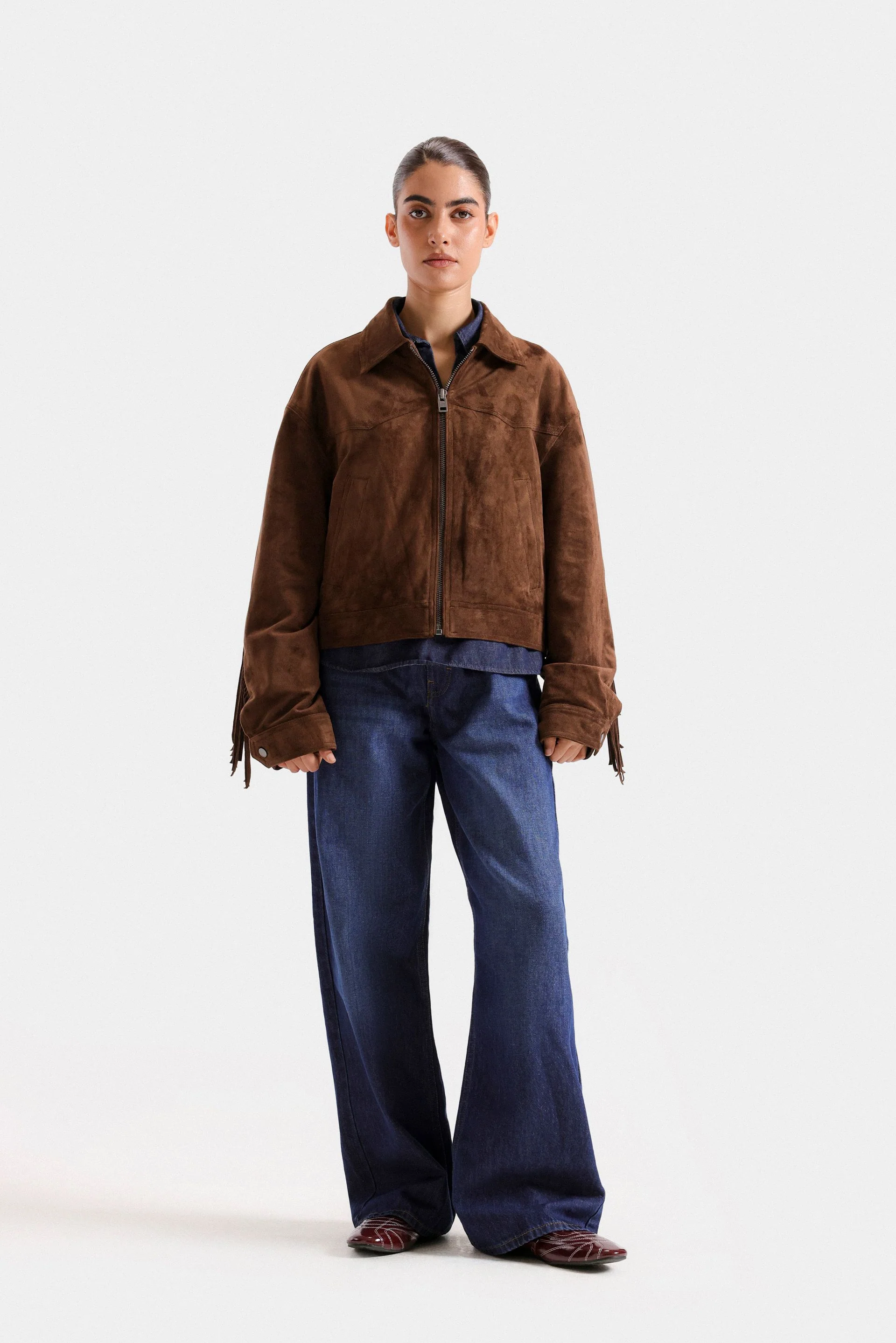 Relaxed Fit Suede Jacket