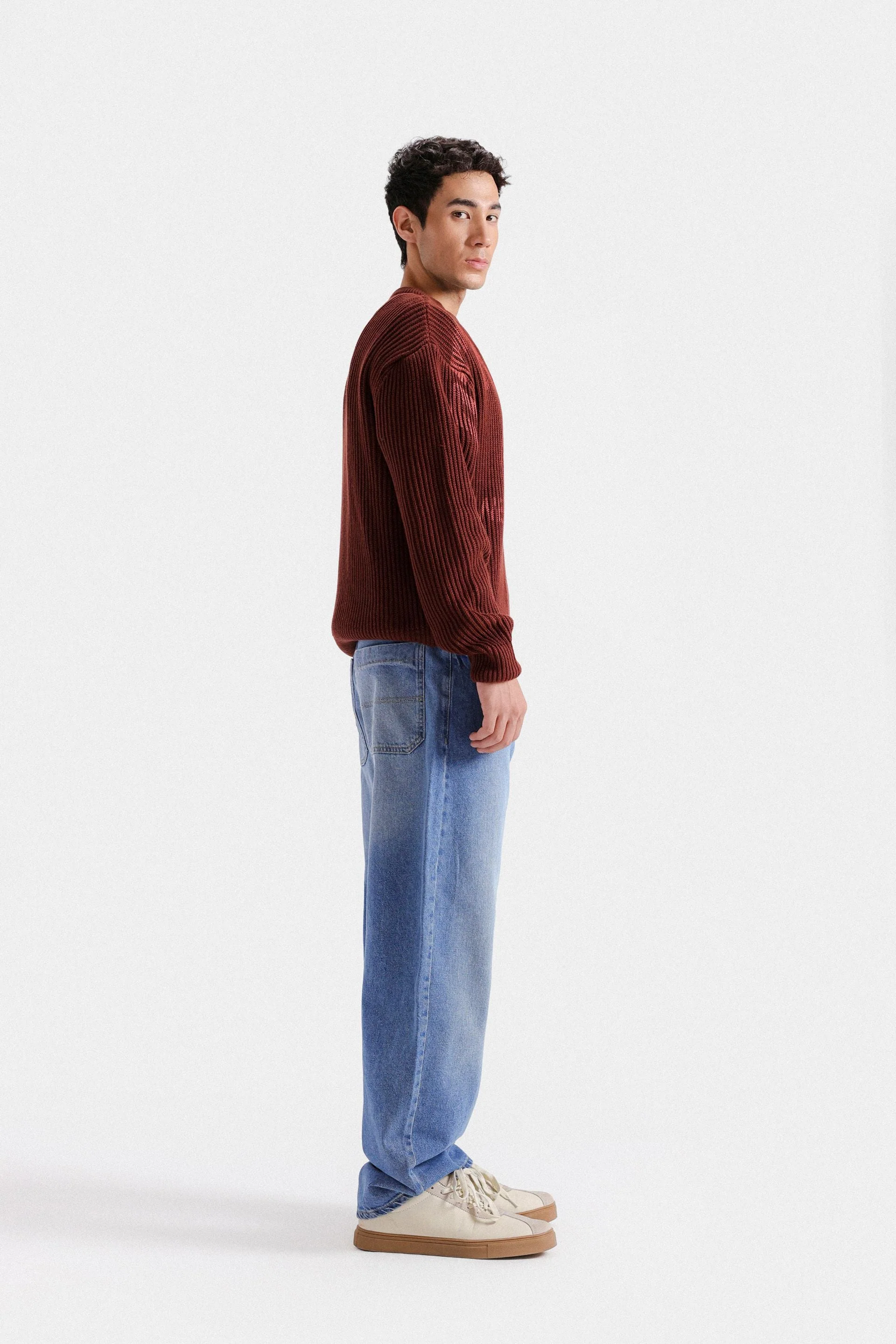 Slogan Print Ribbed Sweater - Image 3