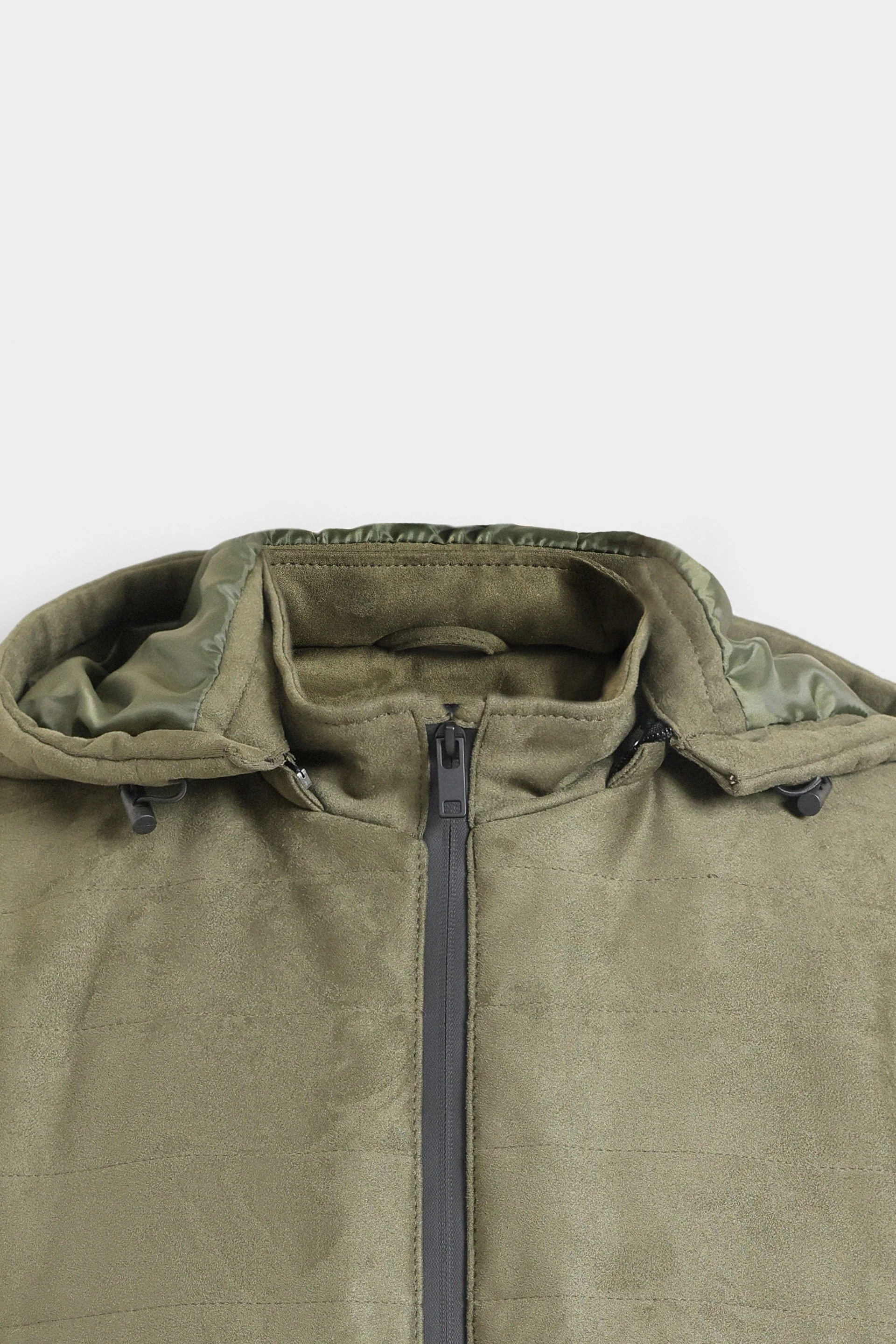 Suede Quilted Jacket With Hood - Image 13