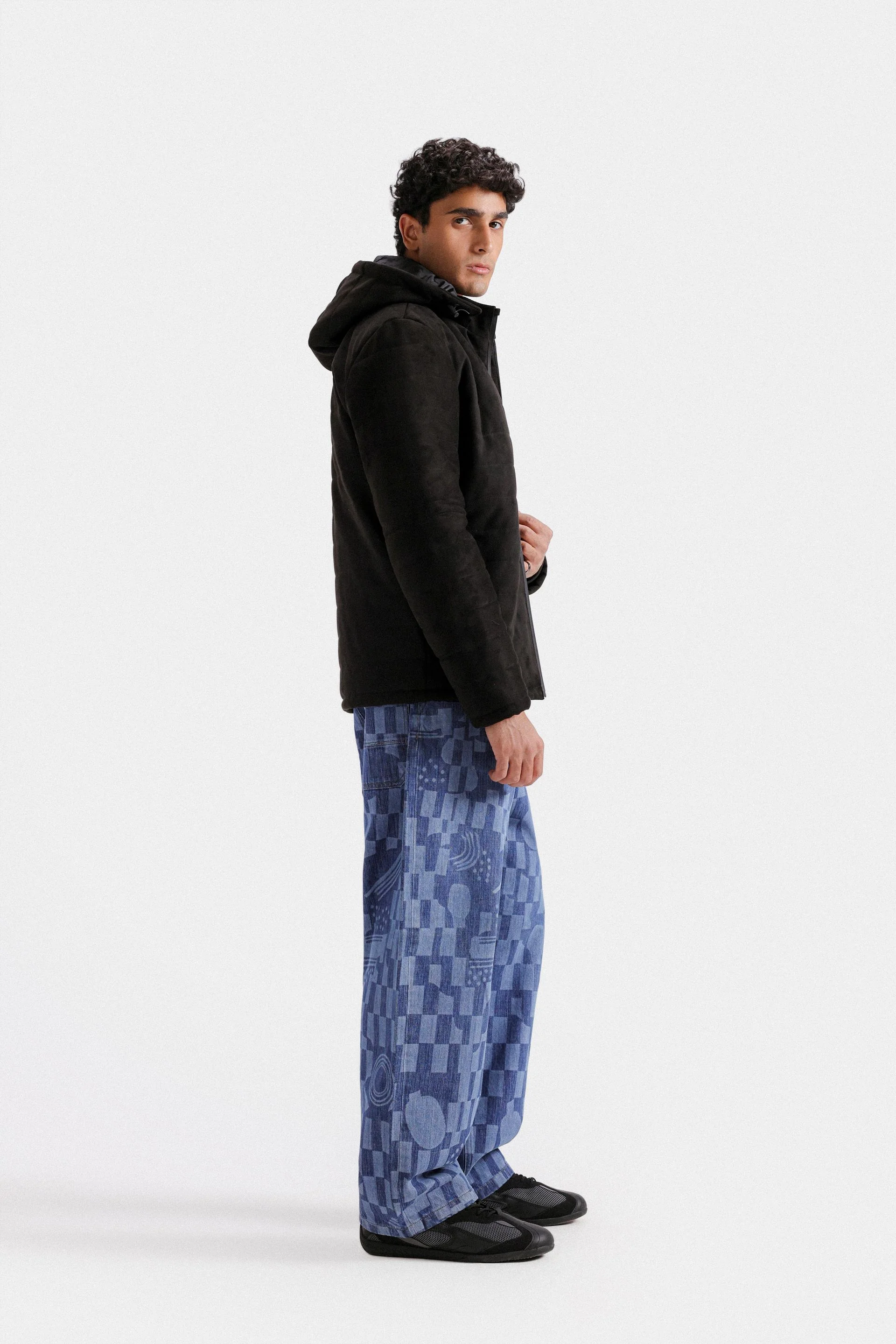 Suede Quilted Jacket With Hood - Image 3