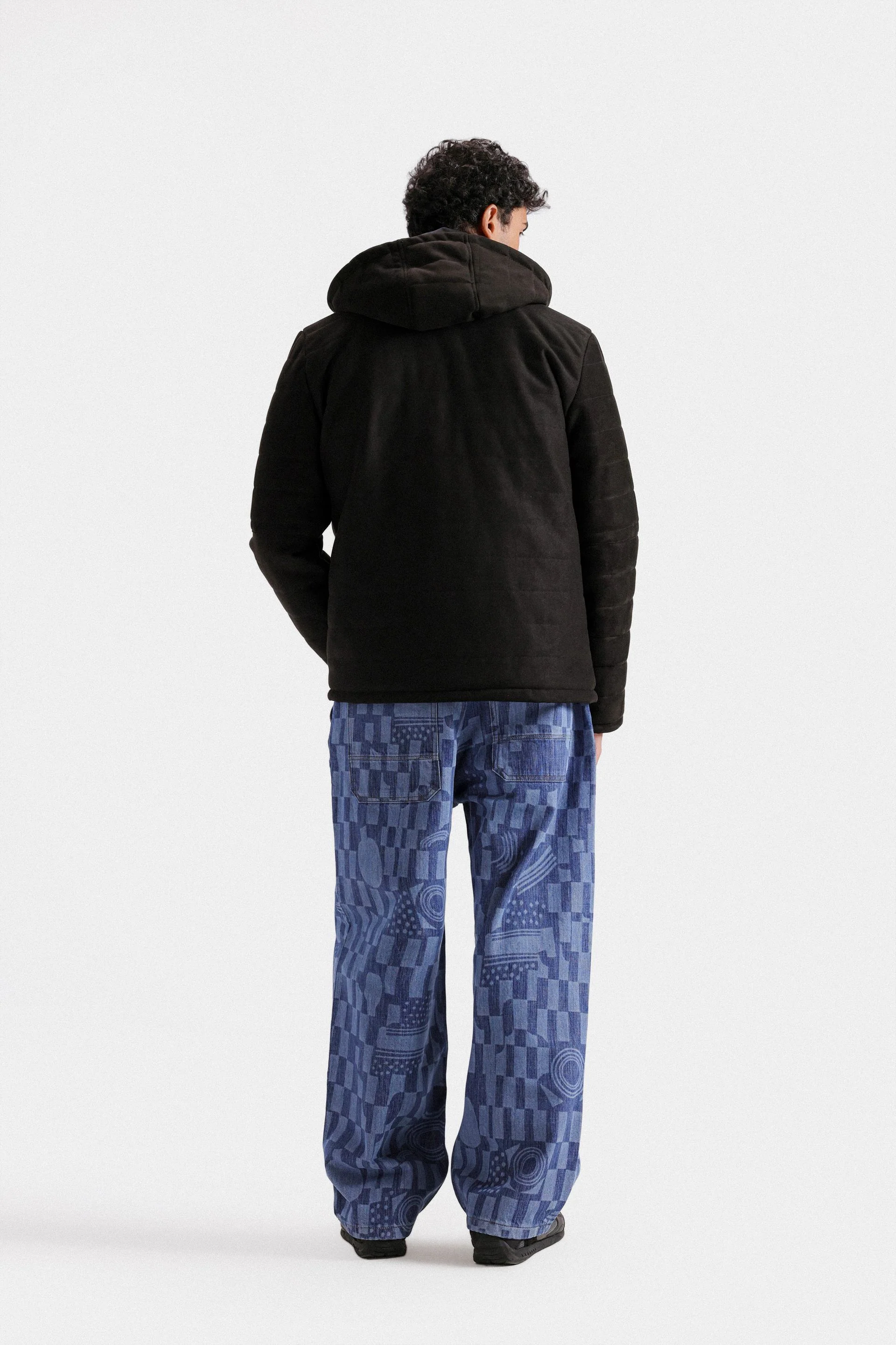 Suede Quilted Jacket With Hood - Image 4