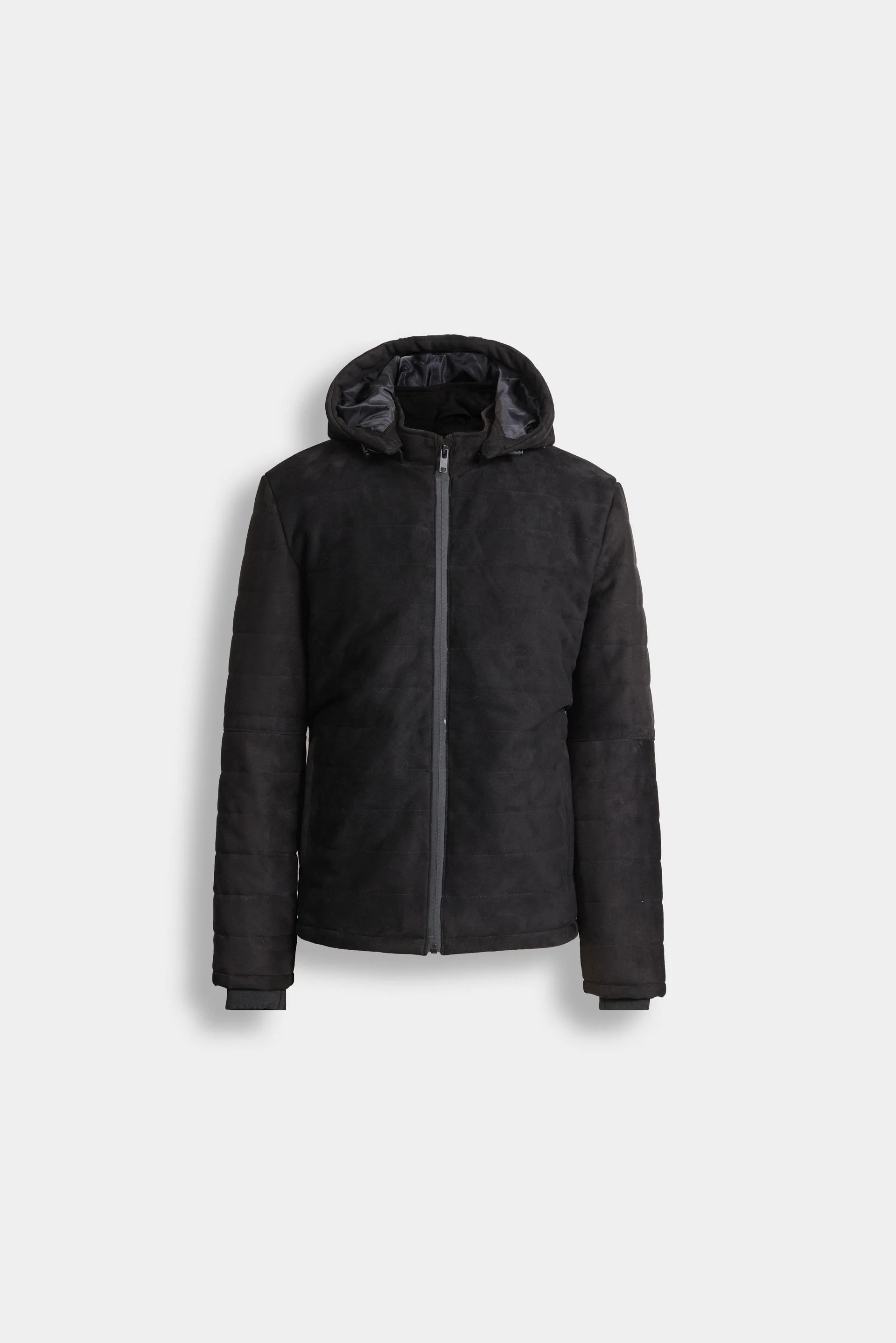 Suede Quilted Jacket With Hood - Image 5