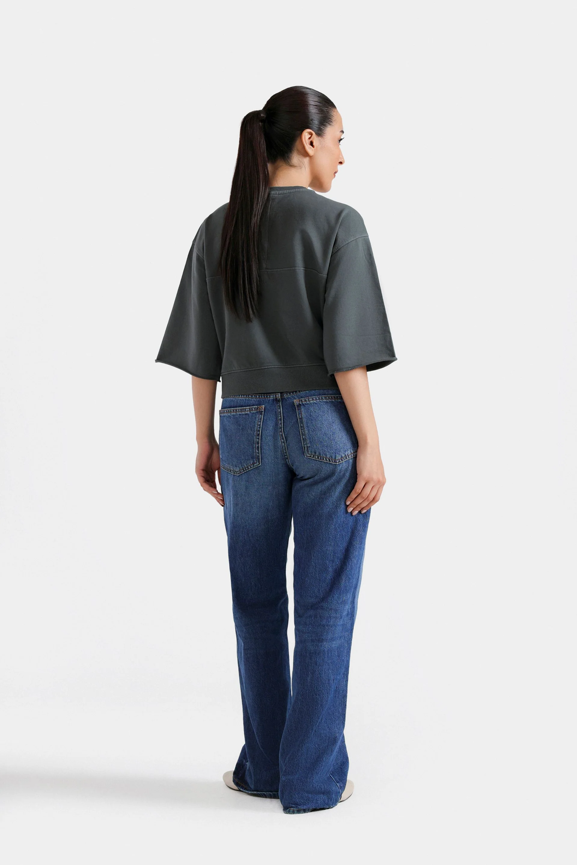 Super Cropped Cut and Sew Sweatshirt - Image 4